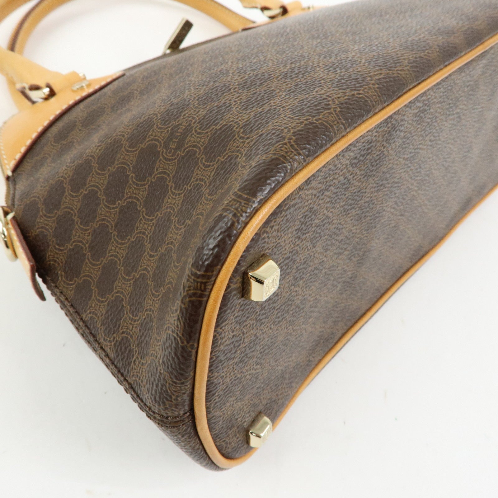 CELINE Macadam PVC Leather 2Way Bag Hand Bag Brown