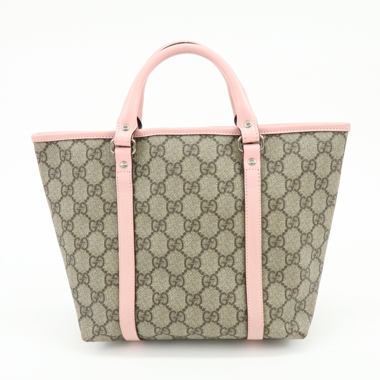 GUCCI Children's GG Supreme Leather Tote Bag Hand Bag Beige Pink 297557