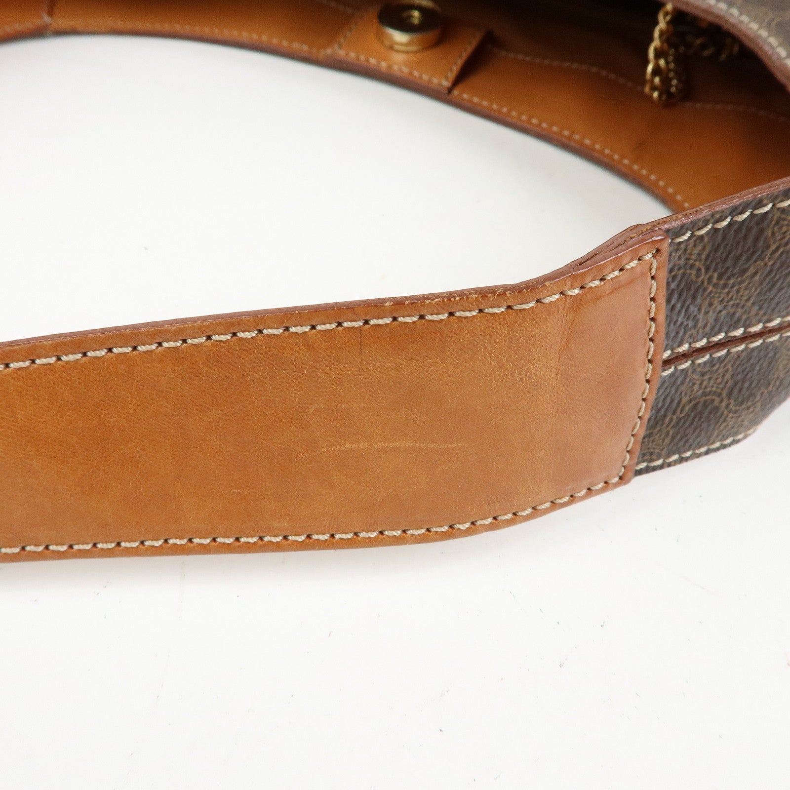 CELINE Macadam PVC Leather Shoulder Bag Brown