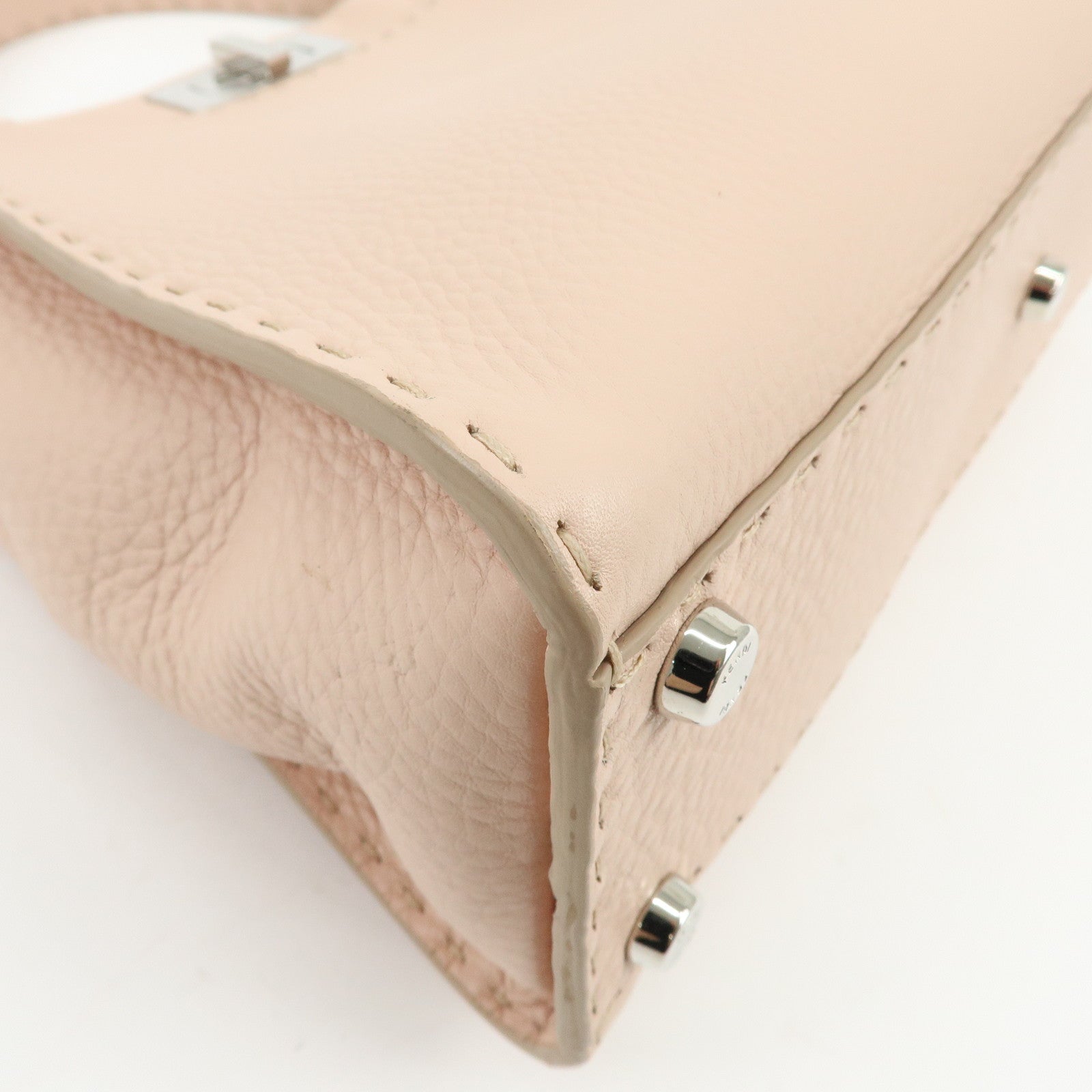 FENDI Peekaboo Calf Leather 2Way Shoulder Hand Bag Pink 8BN226