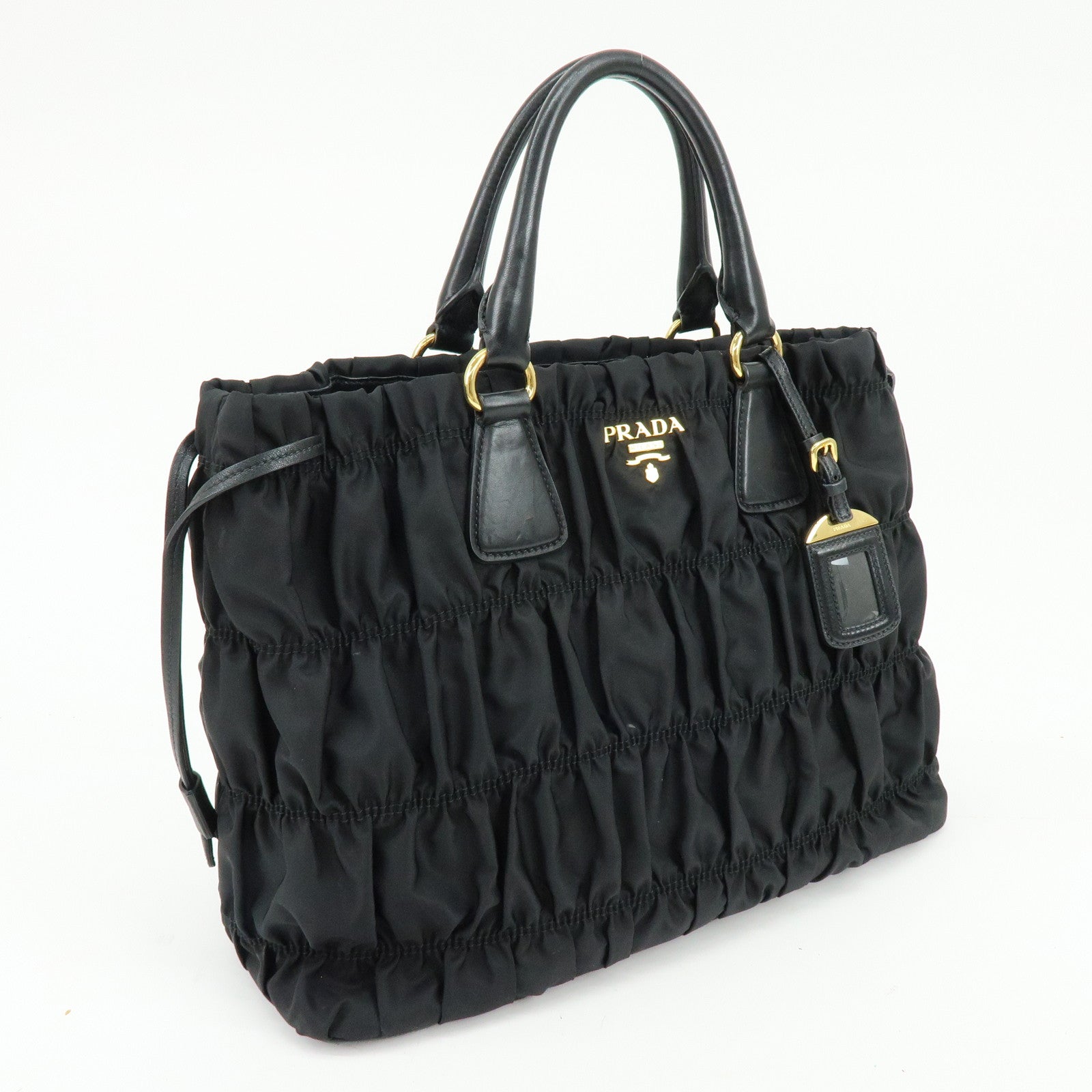 PRADA Tessuto Gaufre Nylon Leather 2Way Bag Hand Bag Black B1788M