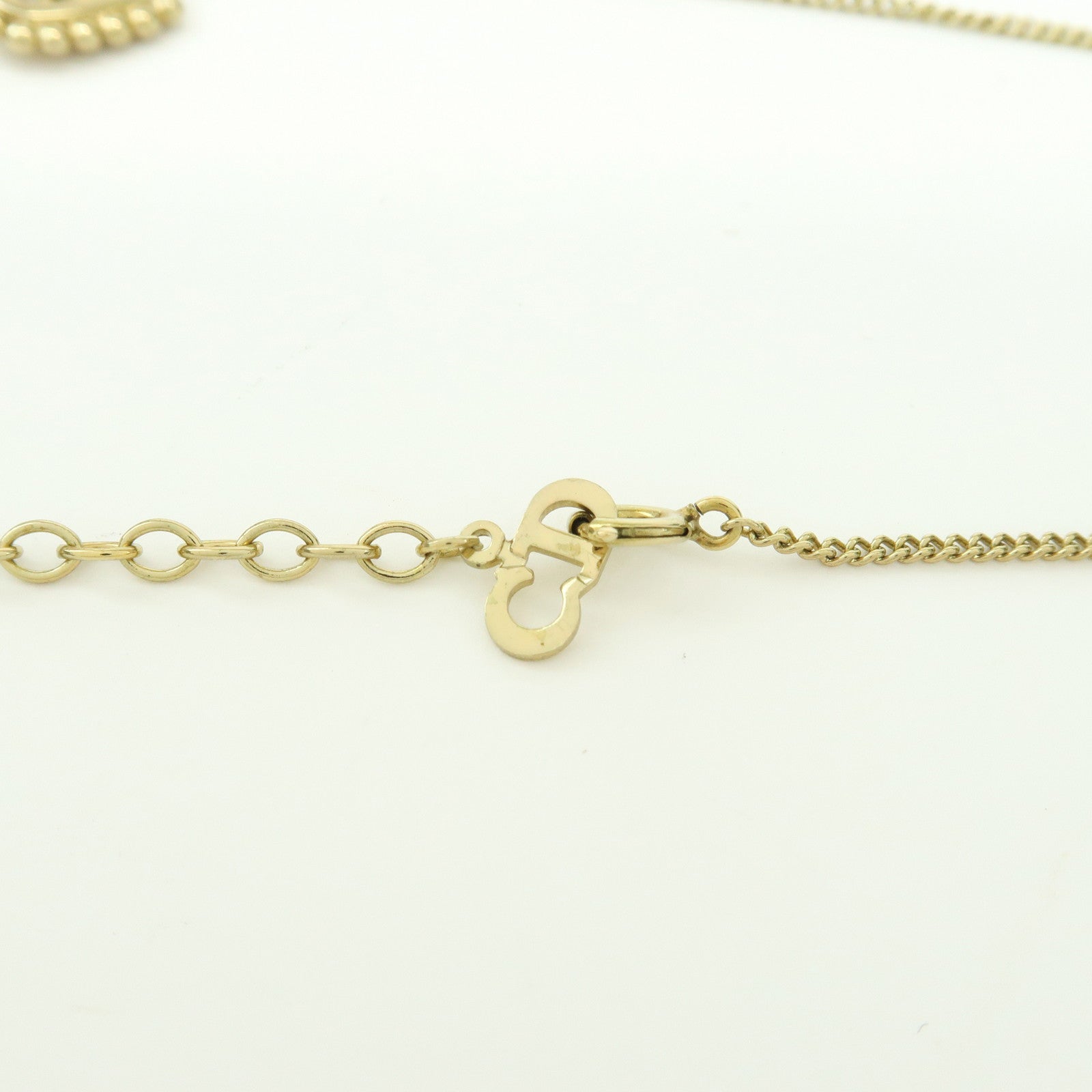 Christian Dior Logo Pendant Metal Necklace Heart Motif Gold