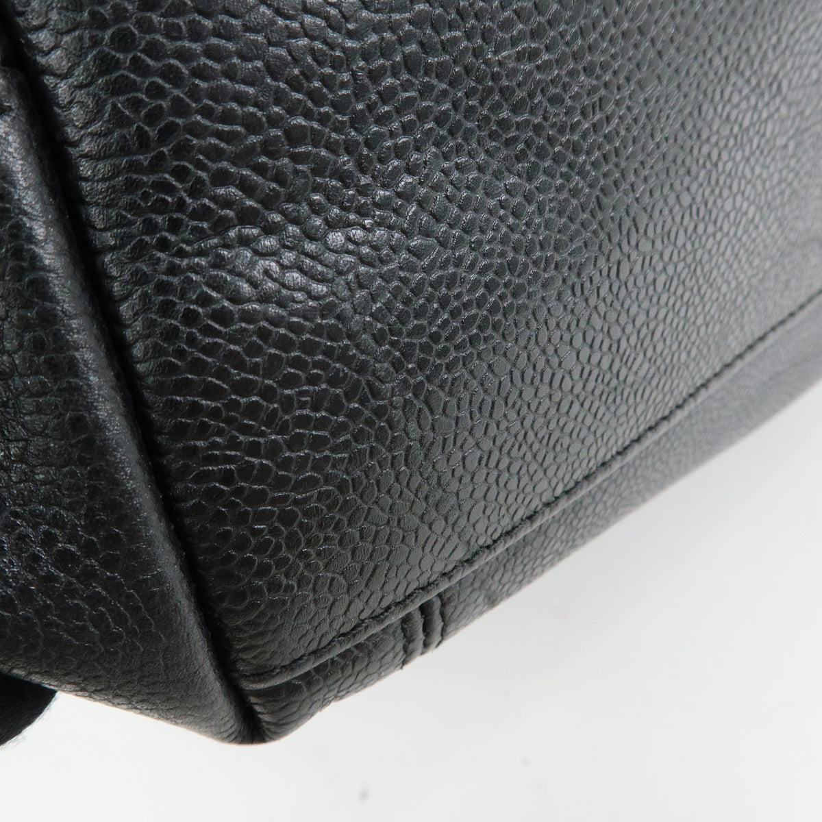 CHANEL COCO Mark Caviarskin Tote Bag Shoulder Bag Black Silver