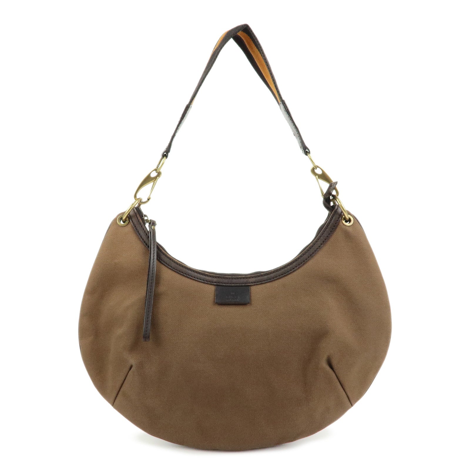 GUCCI Sherry Canvas Leather Shoulder Bag Hand Bag Borwn Orange 106663