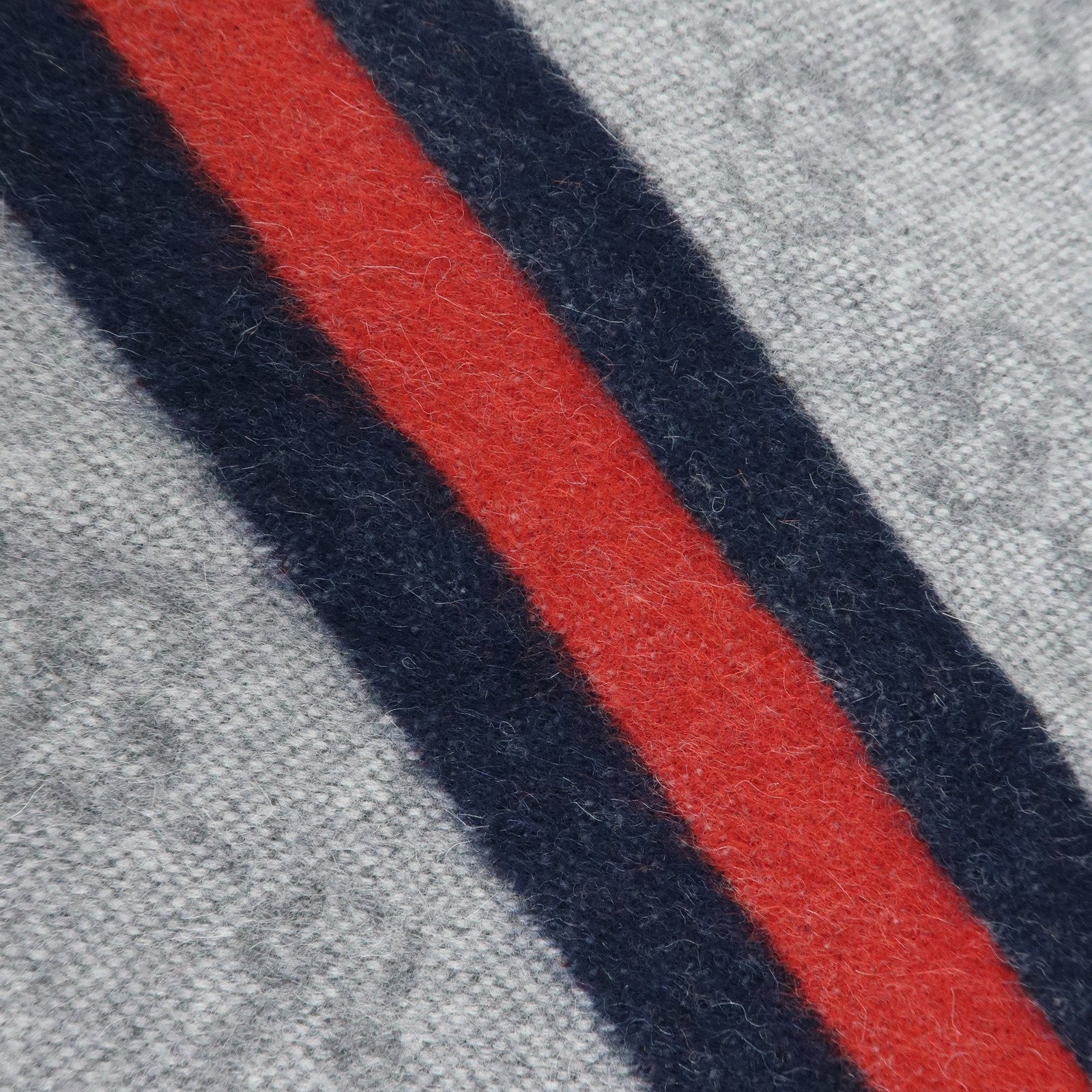 GUCCI Sherry Wool Alpaca Scarf Stole Gray Navy Red