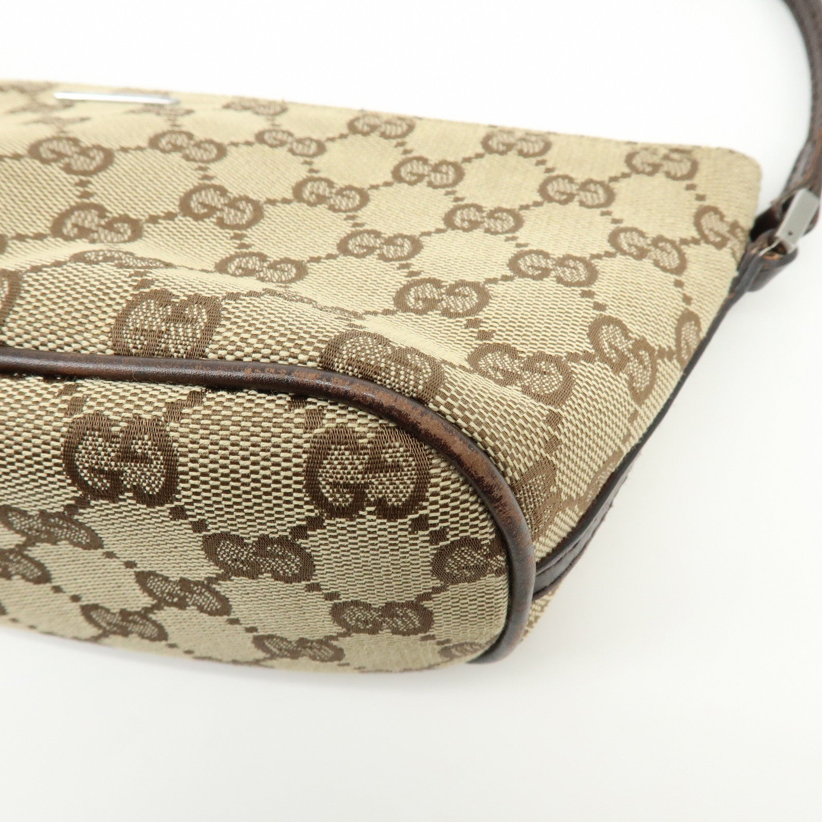 GUCCI Boat Bag GG Canvas Leather Hand Bag Accessory Pouch 07198