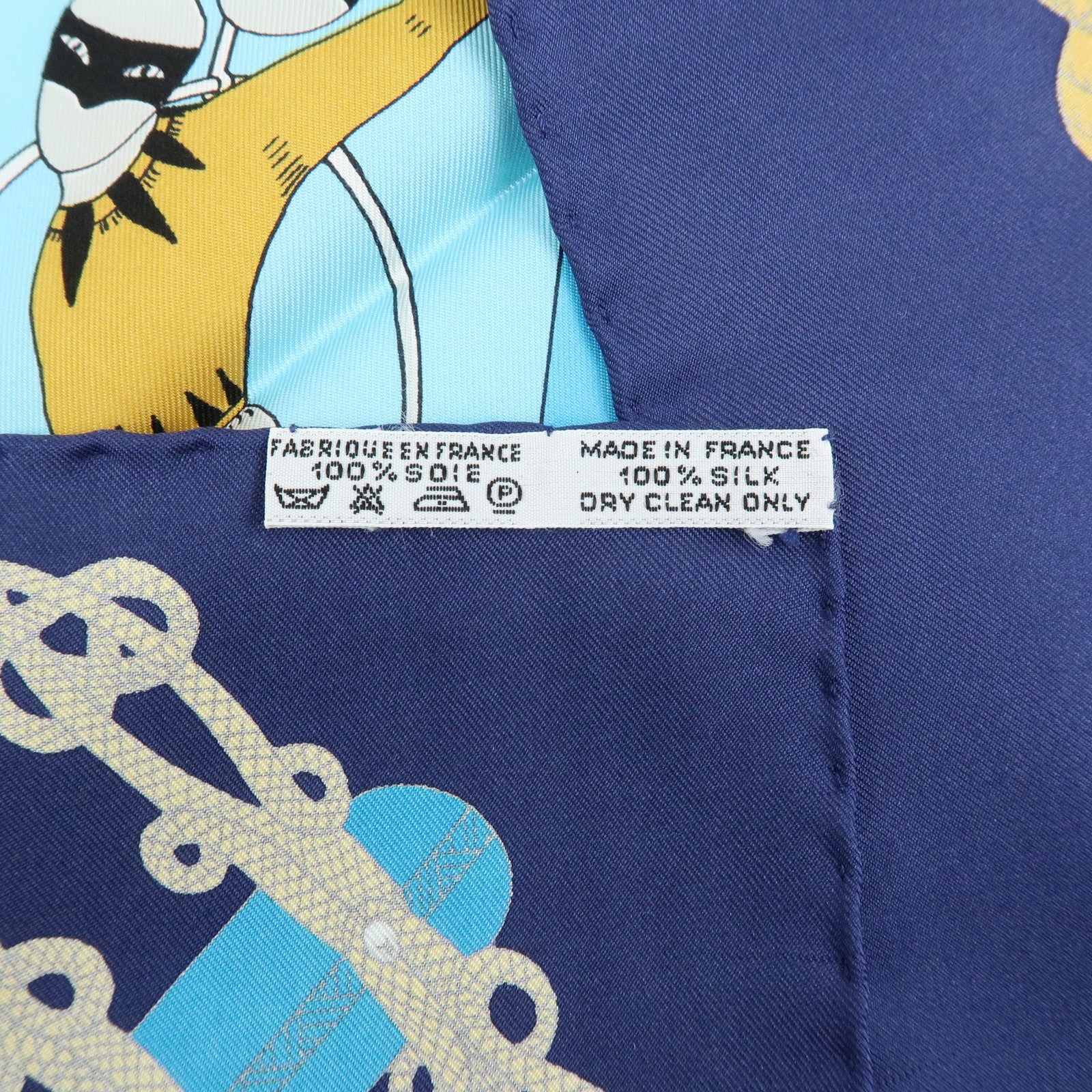 HERMES Carre 90 Silk 100% Scarf Circus Blue Yellow White