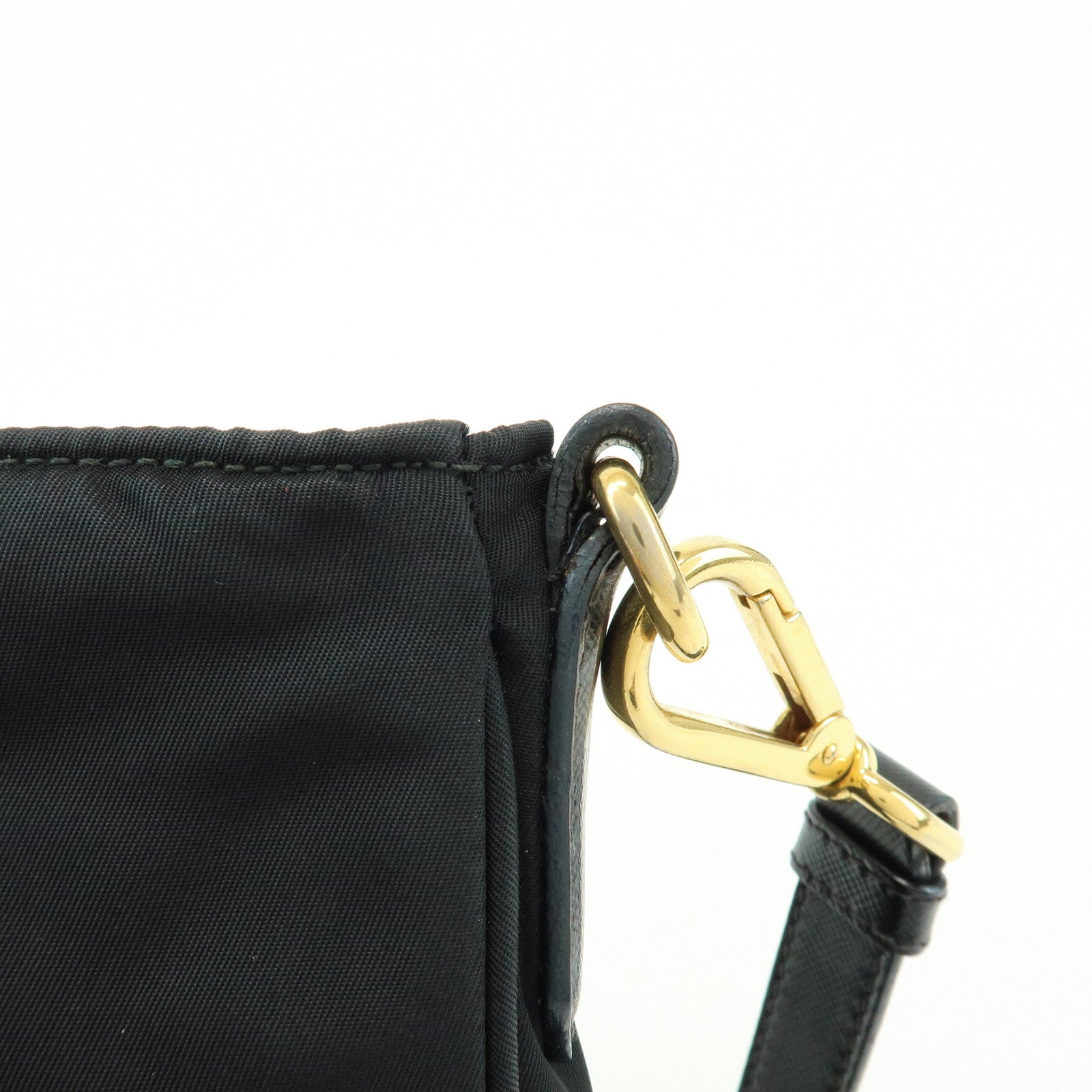 PRADA Nylon Saffiano Leather Shoulder Bag Crossbody Bag Black