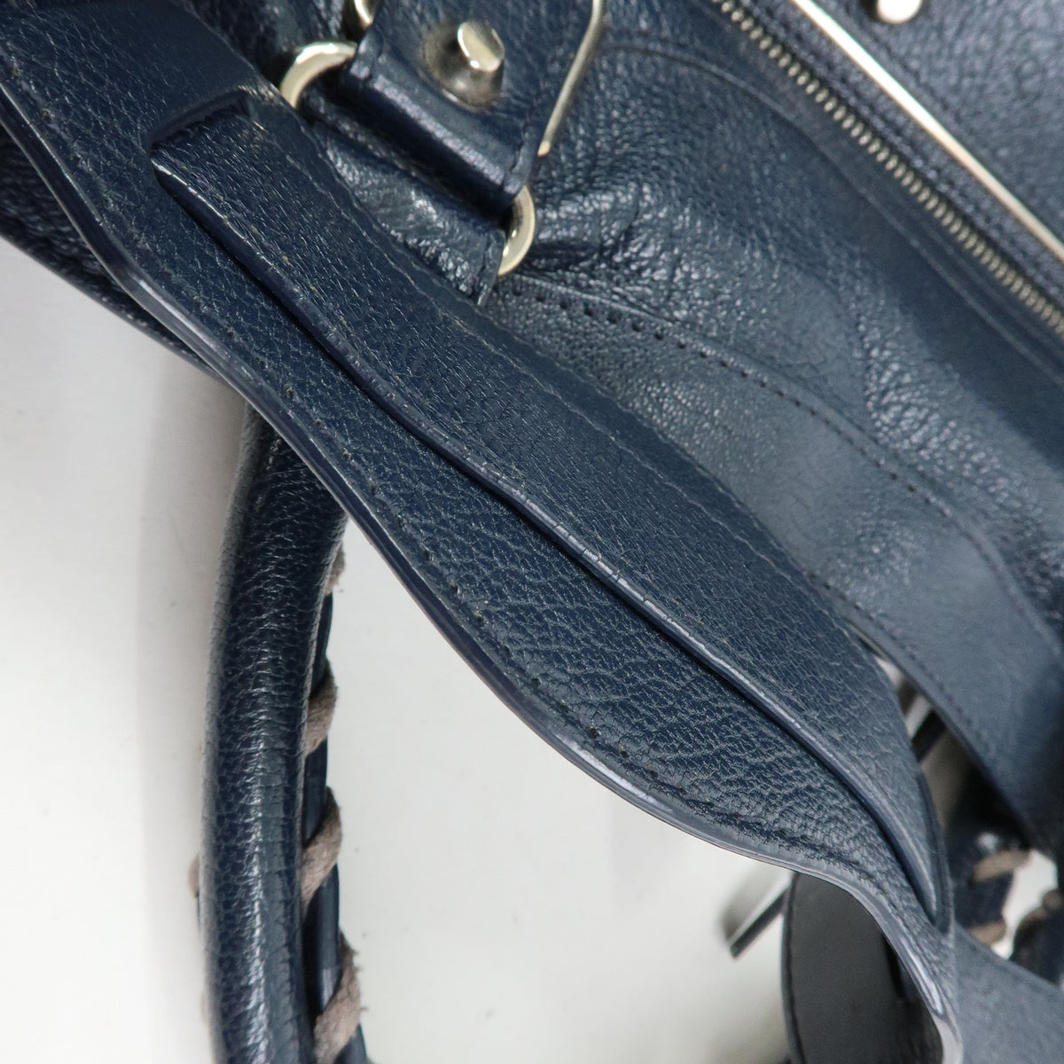 BALENCIAGA Classic Metallic Edge City Leather 2Way Bag Navy 390154