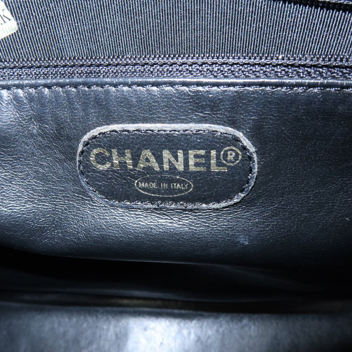CHANEL Logo Caviarskin Tote Bag Shoulder Bag Black