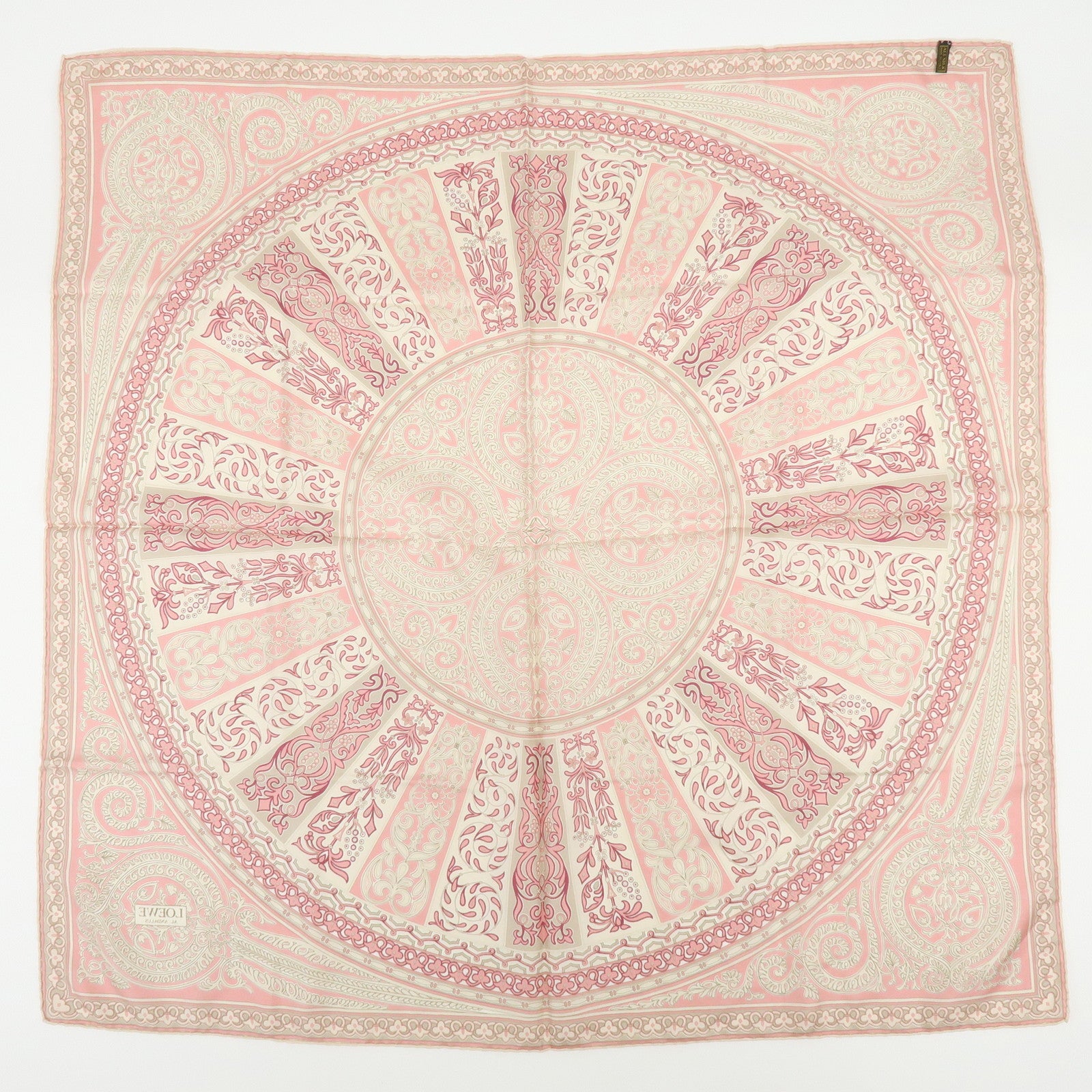 LOEWE Set of 2 Silk 100% Scarf VELAZQUEZ Paisley Pink Gold
