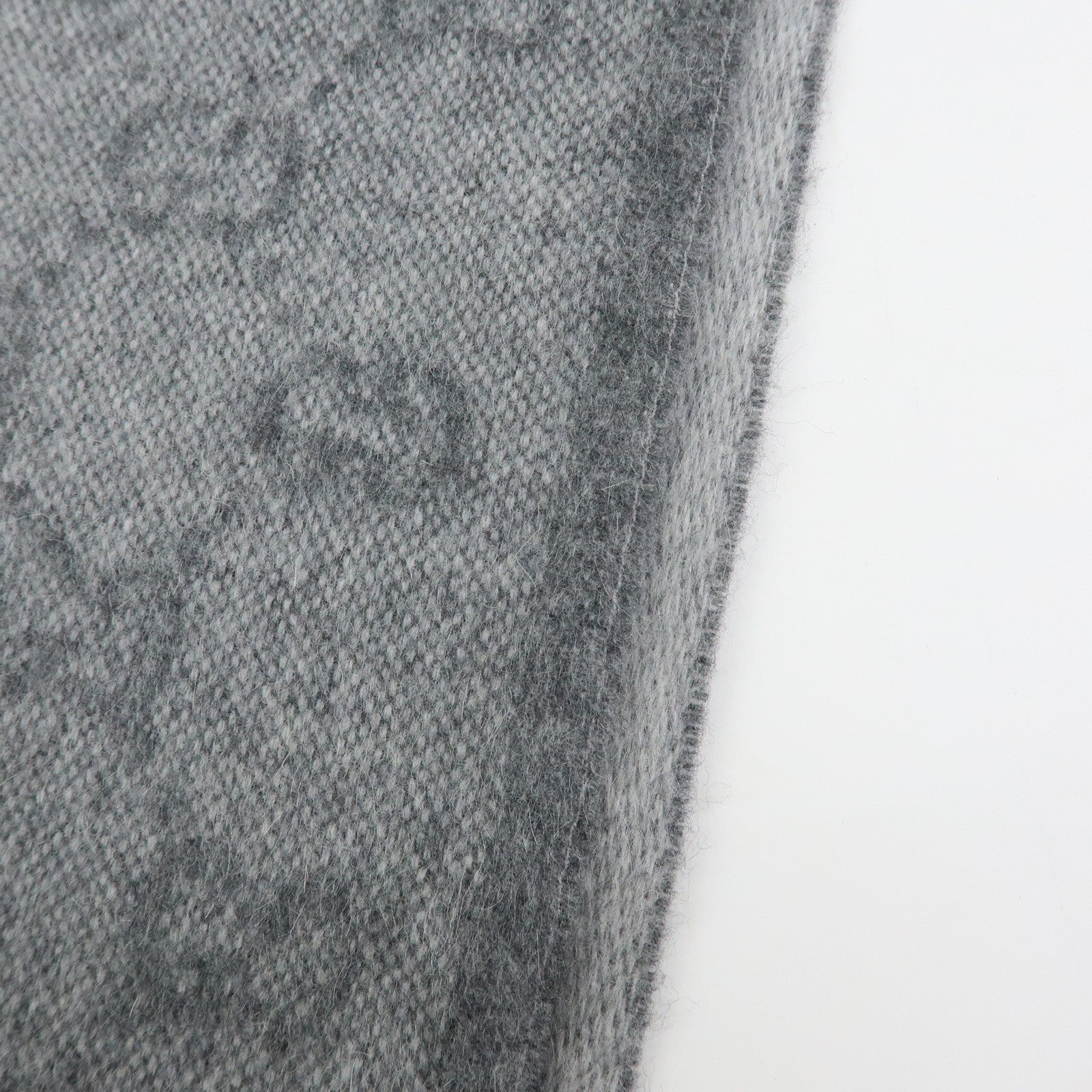 GUCCI Sherry Wool Alpaca Scarf Stole Gray Navy Red