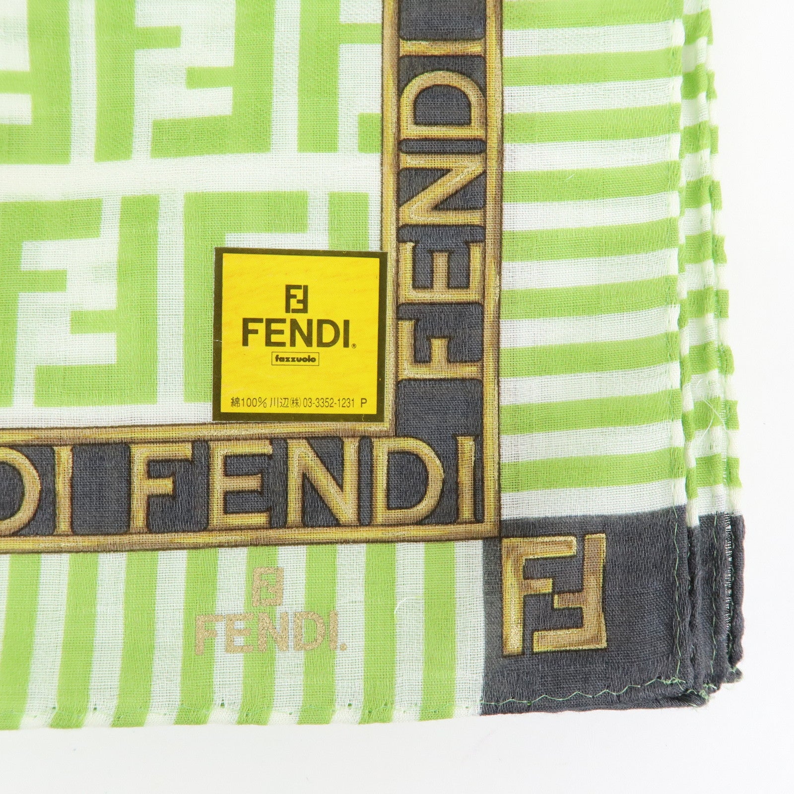 FENDI Zucca Zuccino Cotton 100% Lot of 5 Handkerchief Brown Green Pink