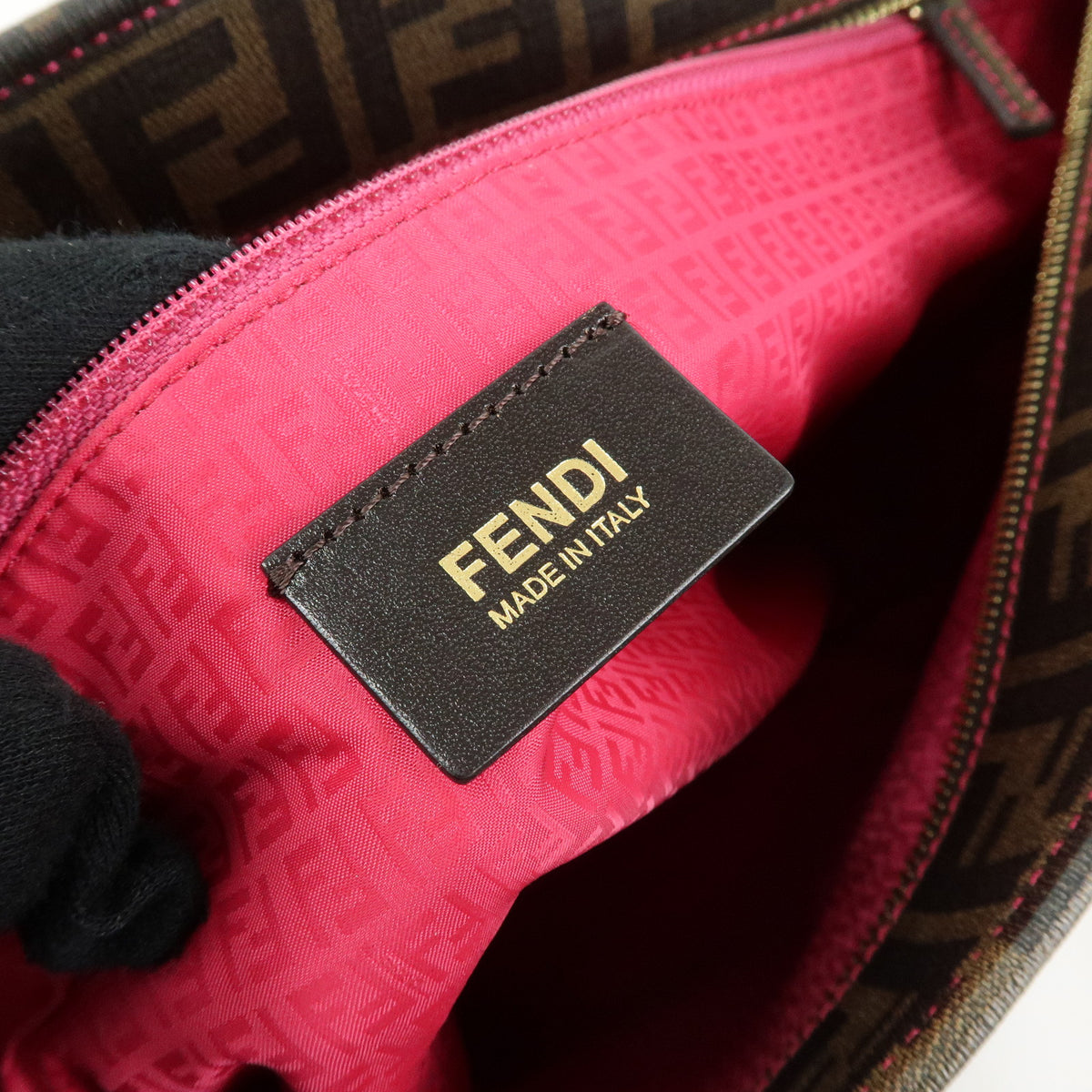 FENDI Zucca PVC Leather Tote Bag Shoulder Bag Brown Black Pink 8BH185