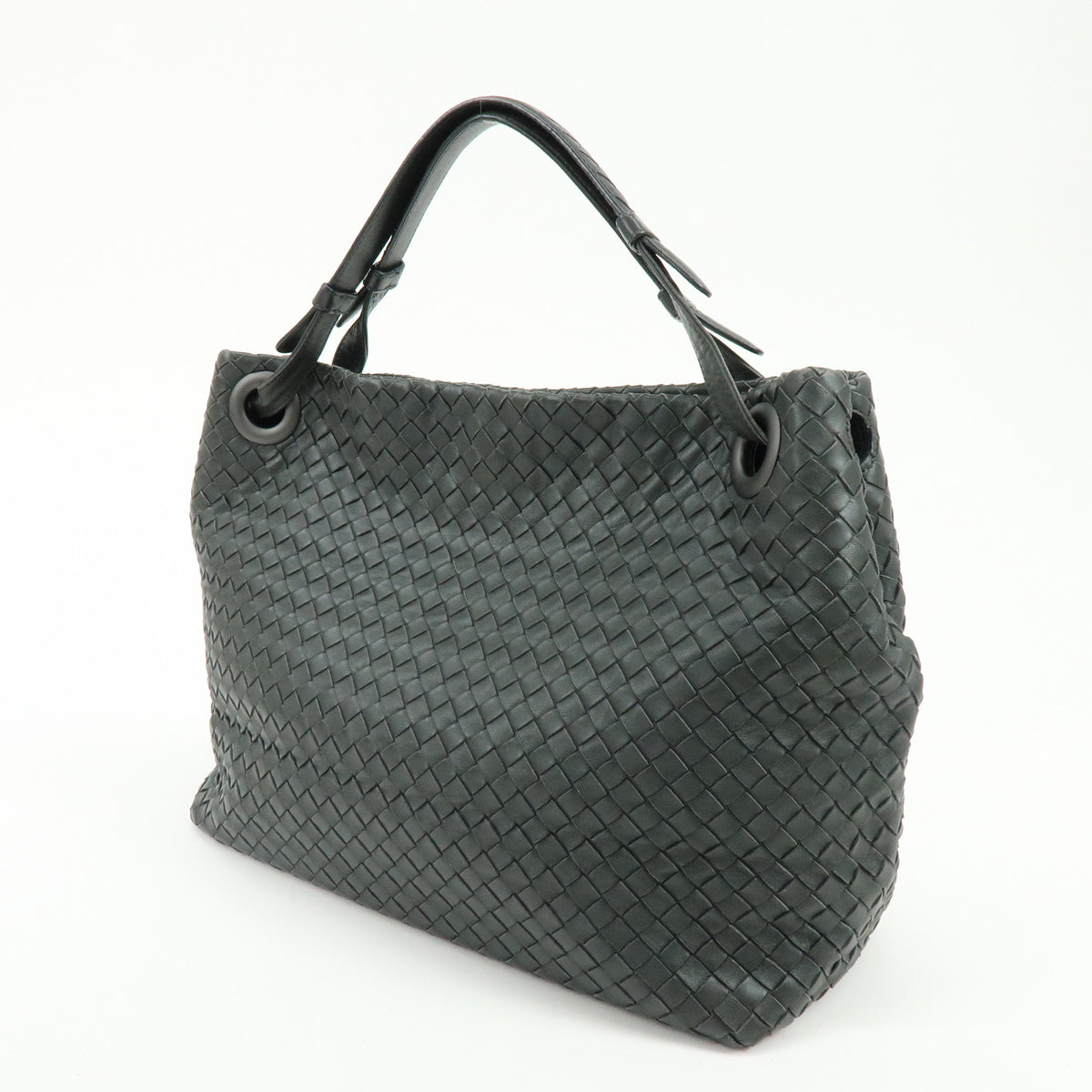 BOTTEGA VENETA Garda Intrecciato Leather Shoulder Bag Hand Bag Black