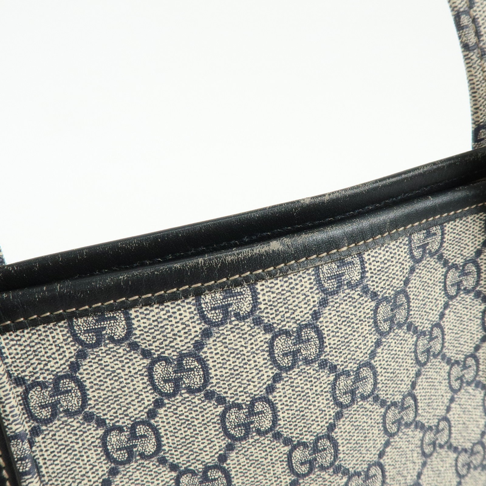 GUCCI Sherry GG Supreme Leather Tote Bag Shoulder Bag Navy Ivory 211134