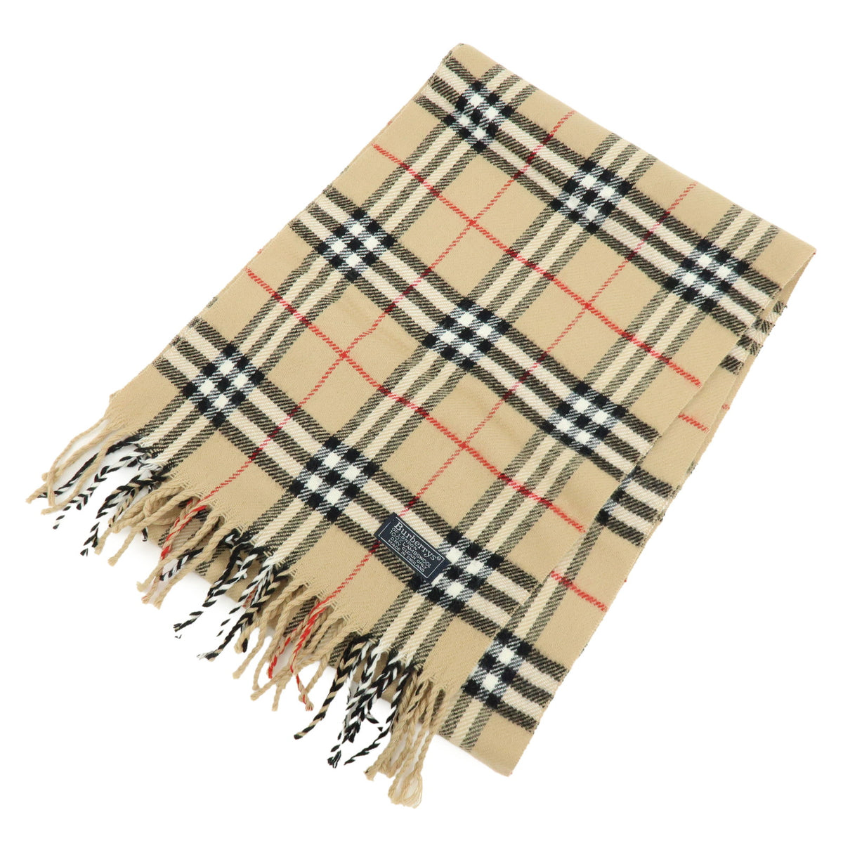 BURBERRY Nova Plaid Wool 100% Scarf Shawl Beige