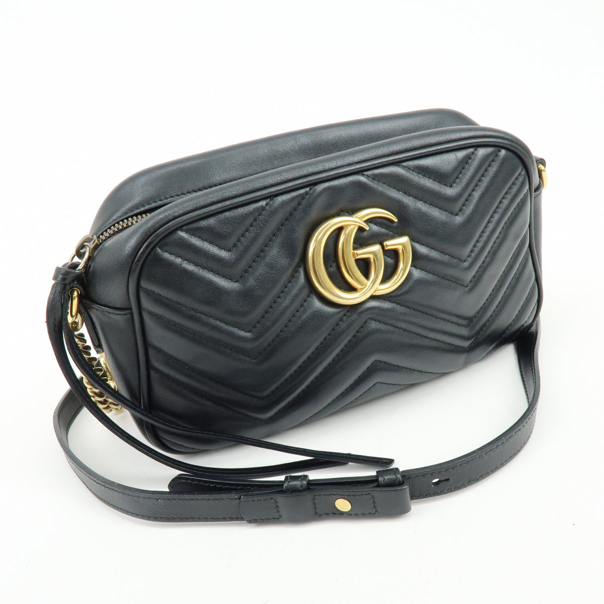 GUCCI GG Marmont Leather Shoulder Bag Crossbody Bag Black 447632