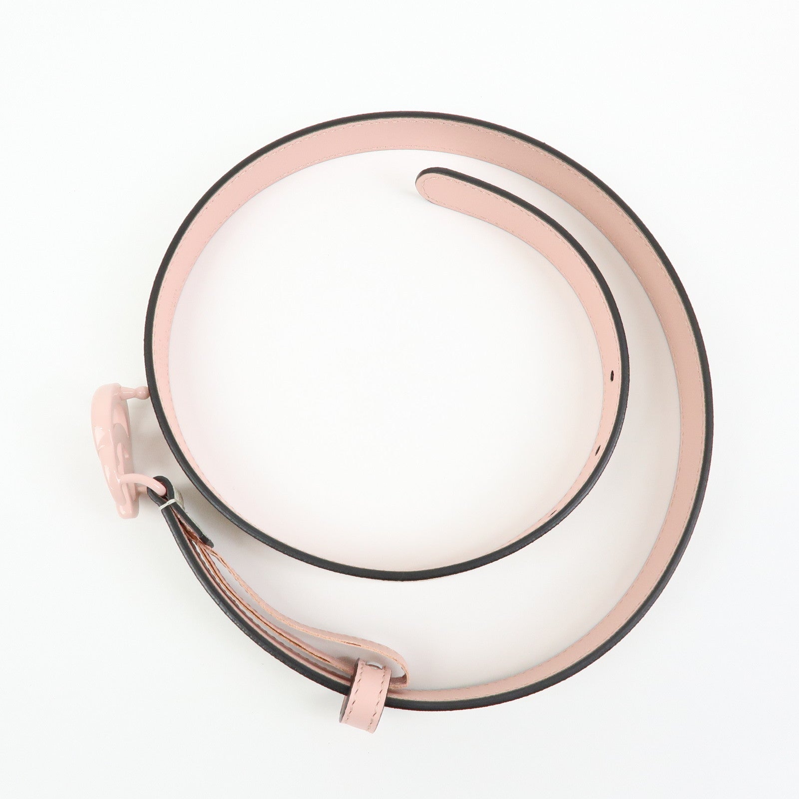 GUCCI Double G GG Spreme Leather Belt Greige White Pink 409417