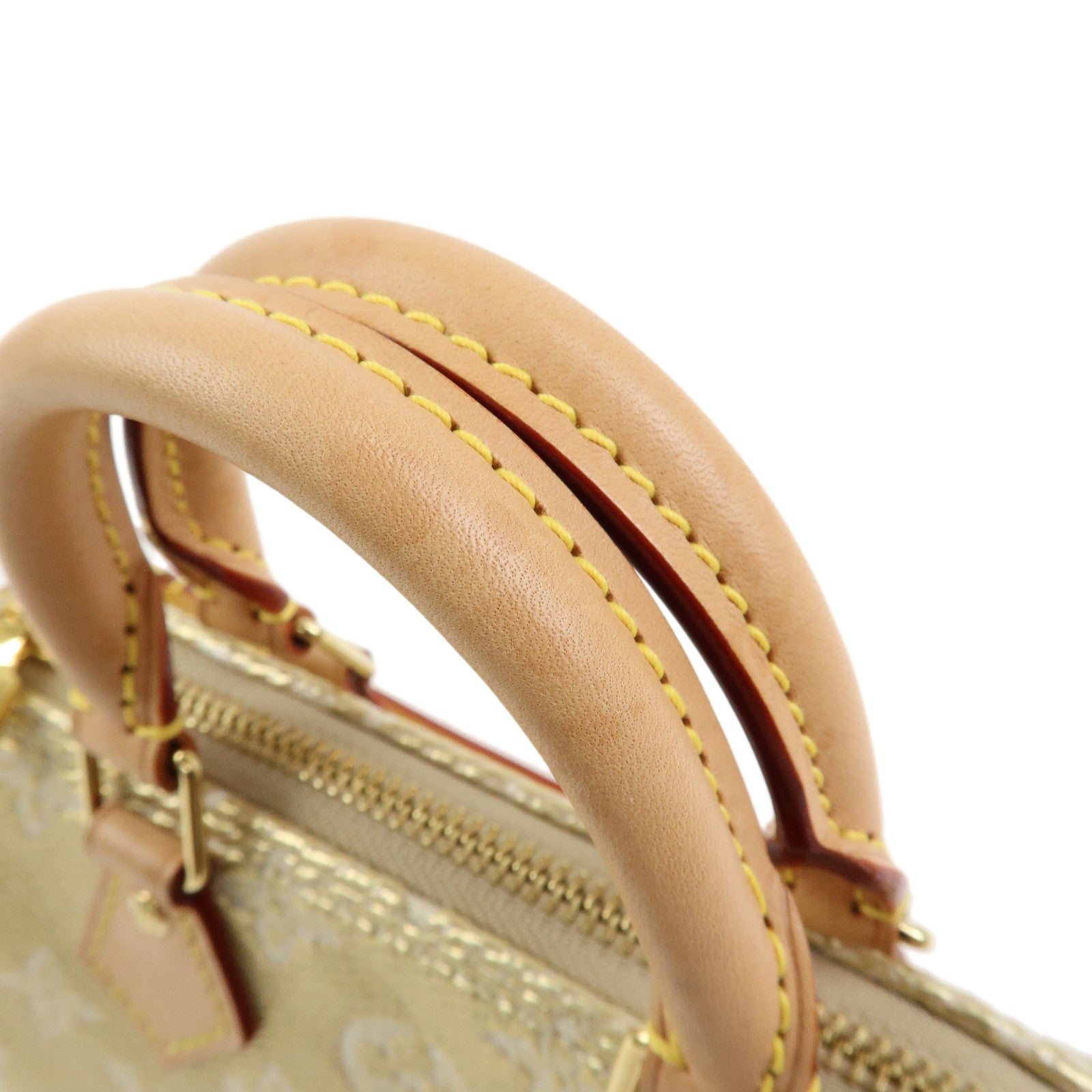 Louis Vuitton Monogram Jaquard Nano Speedy Hand Bag & Strap Gold M82242