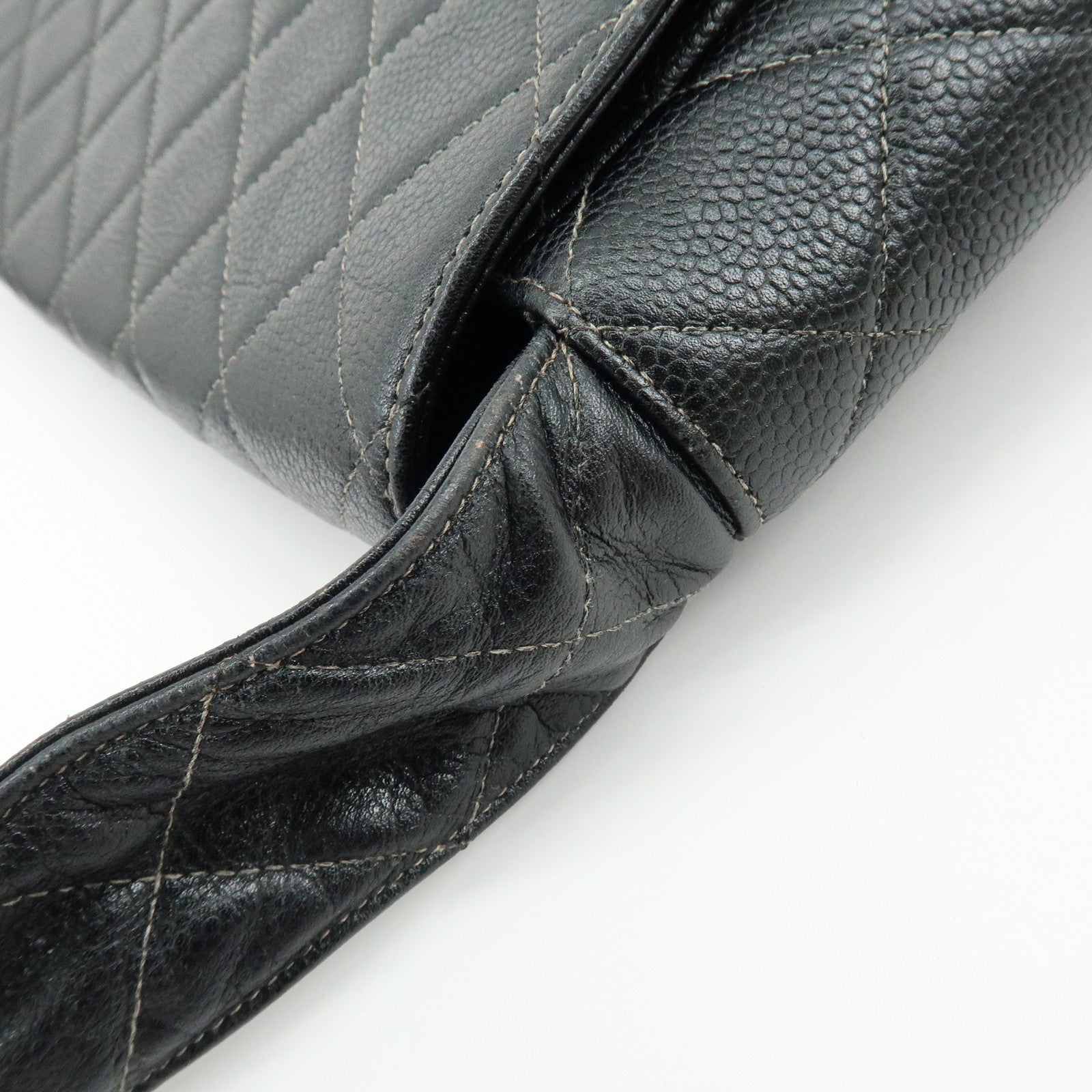 CHANEL COCO Mark Matelasse Caviar Skin Shoulder Bag Black