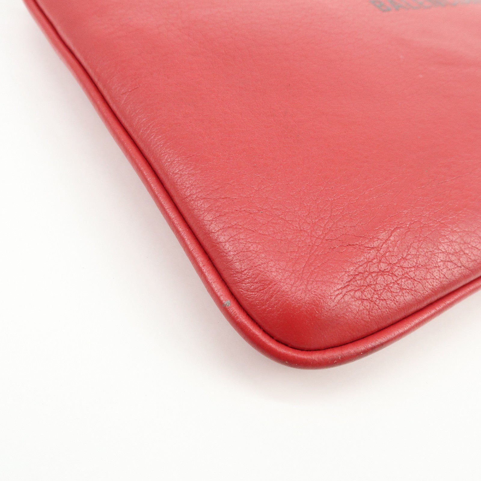 BALENCIAGA Leather Everyday Pouch Clutch Bag Flat Pouch Red 551992