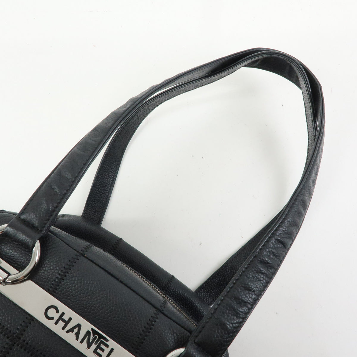 CHANEL Chocolate Bar Caviarskin Mini Boston Shoulder Bag Black A26134