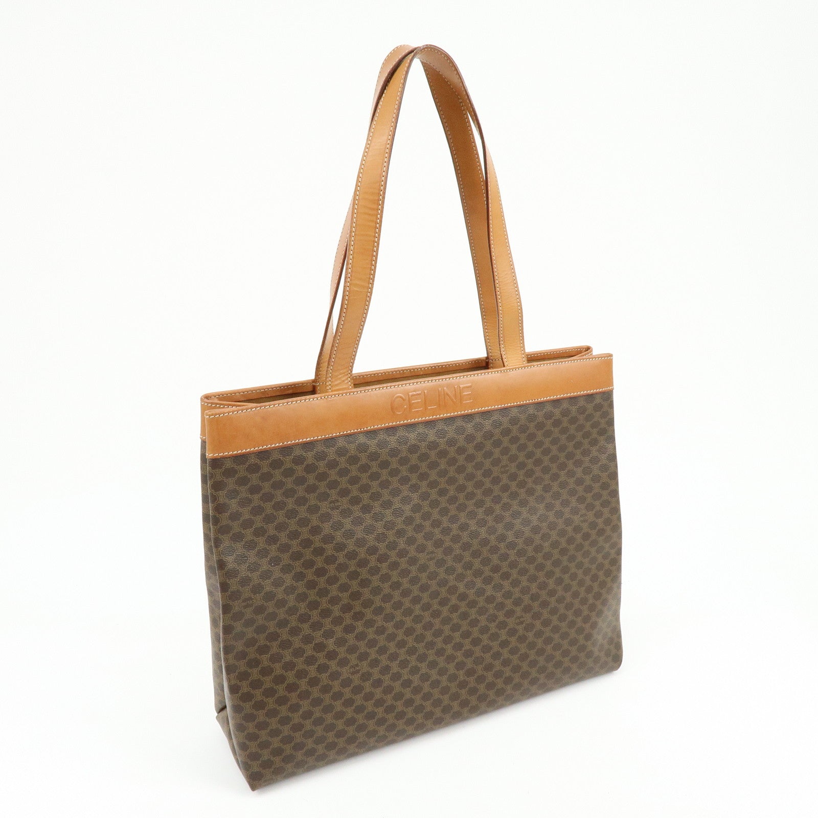 CELINE Macadam PVC Leather Tote Shoulder Bag Brown
