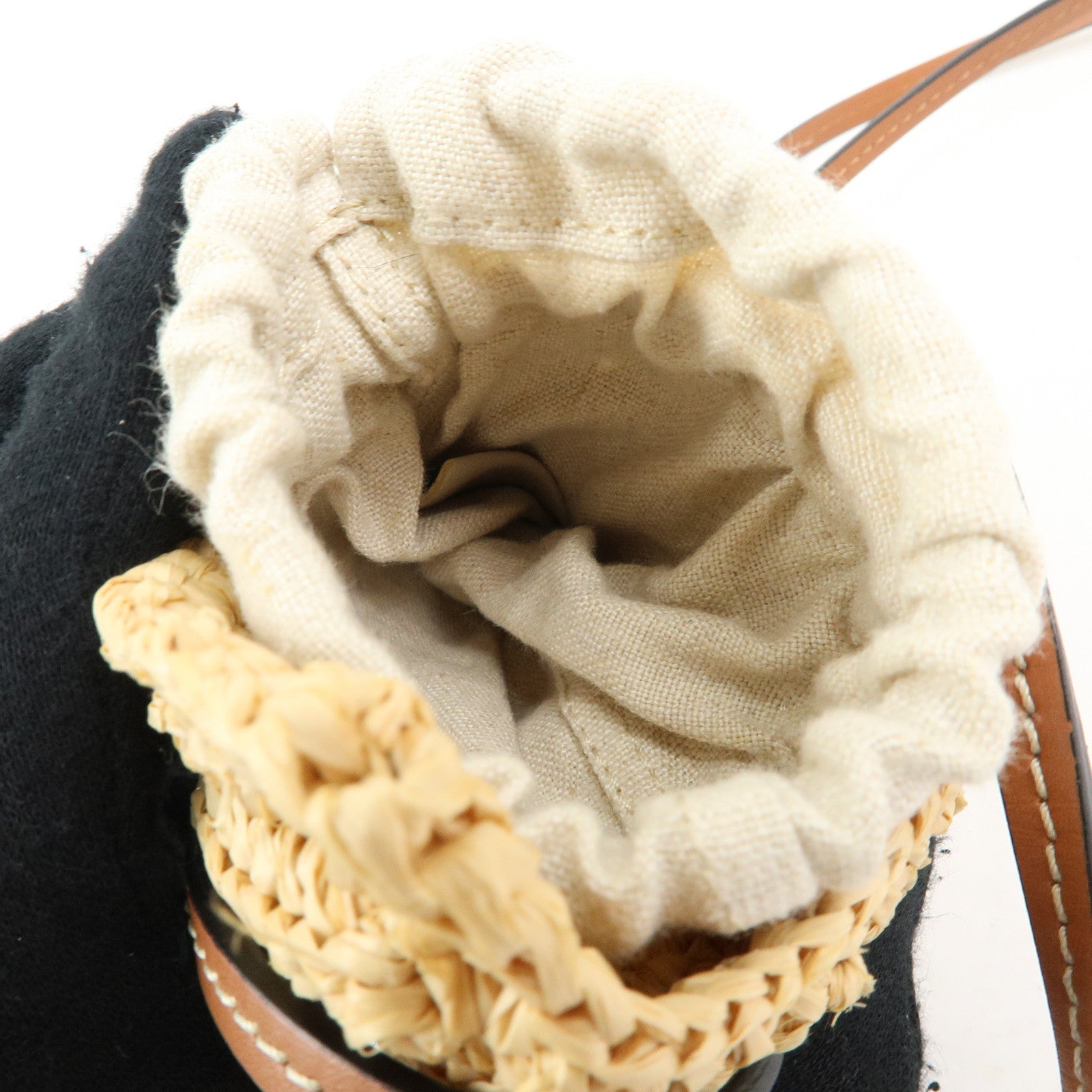 LOEWE Anagram Raffia Leather Shoulder Bag Shell Motif