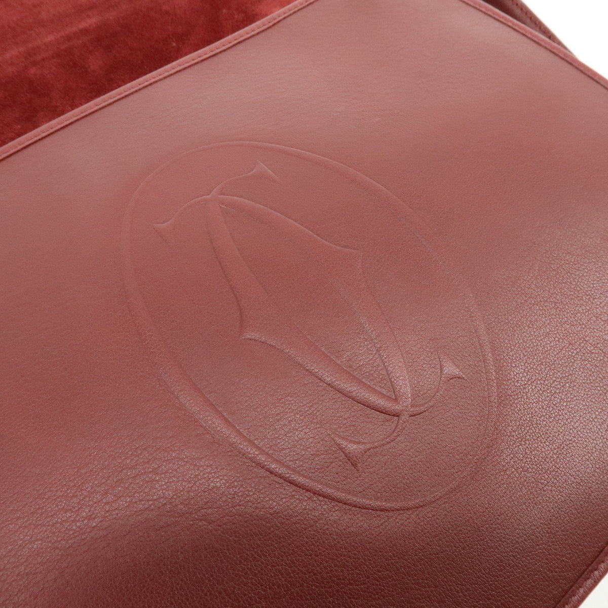 Cartier Must de Cartier Leather Flap Shoulder Bag Bordeaux