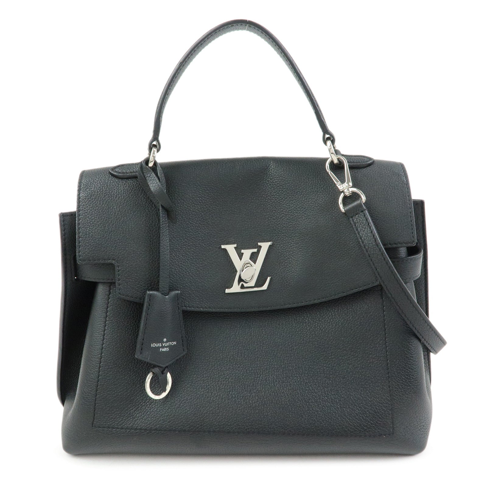 Louis Vuitton Lockme Ever MM Calf Leather 2Way Hand Bag Black M51395