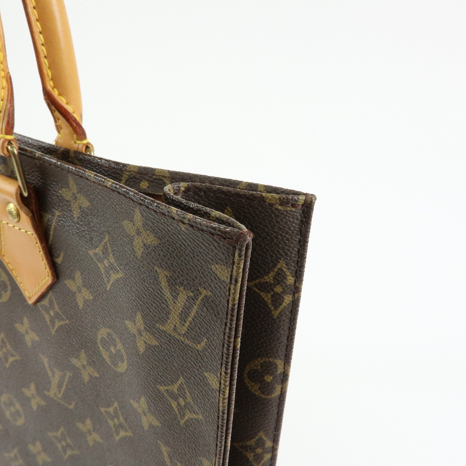 Louis Vuitton Monogram Sac Plat Tote Bag Hand Bag Brown M51140