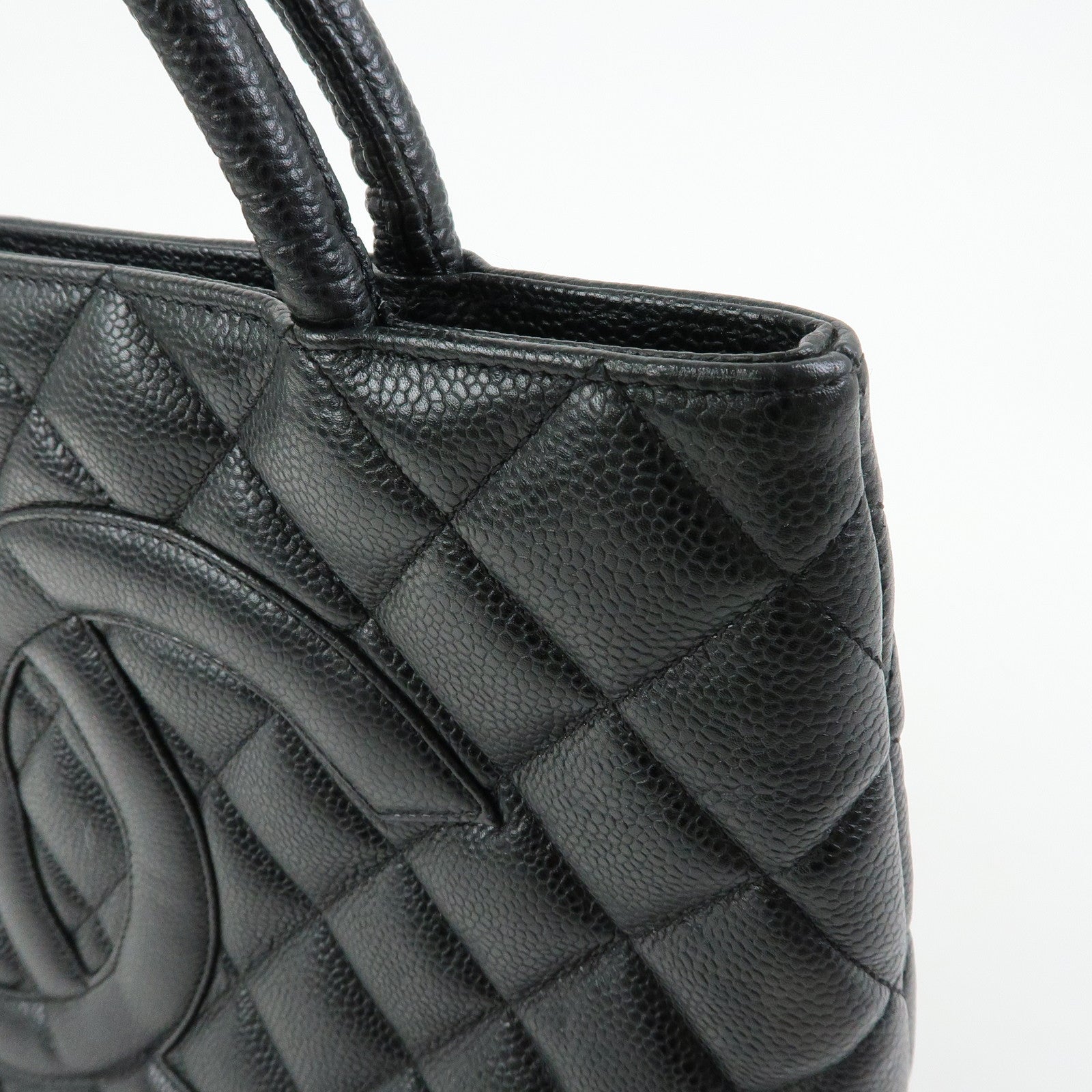 CHANEL Matelasse COCO Mark Medallion Tote Bag Hand Bag Black A01804