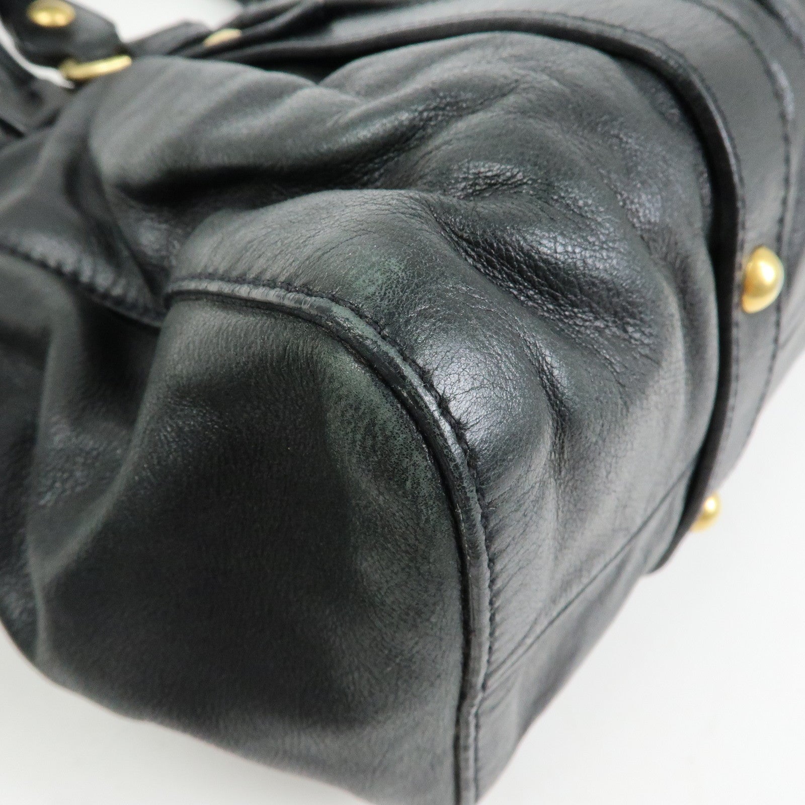 MIU MIU Vitello Lux Leather 2Way Bag Hand Bag Shoulder Bag Black