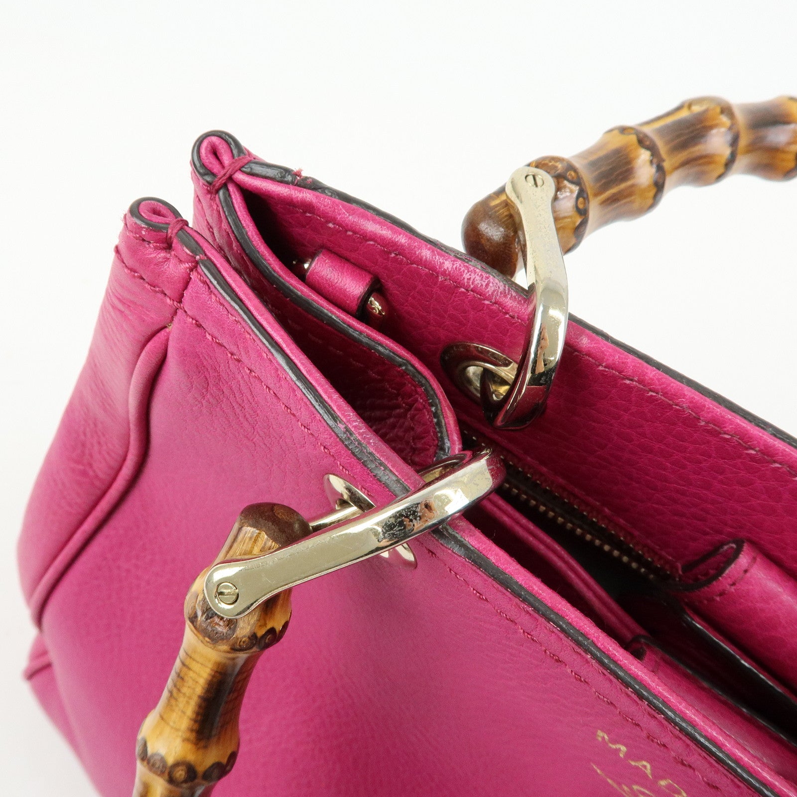GUCCI Bamboo Shopper Small Leather 2Way Bag Tote Bag Pink 336032