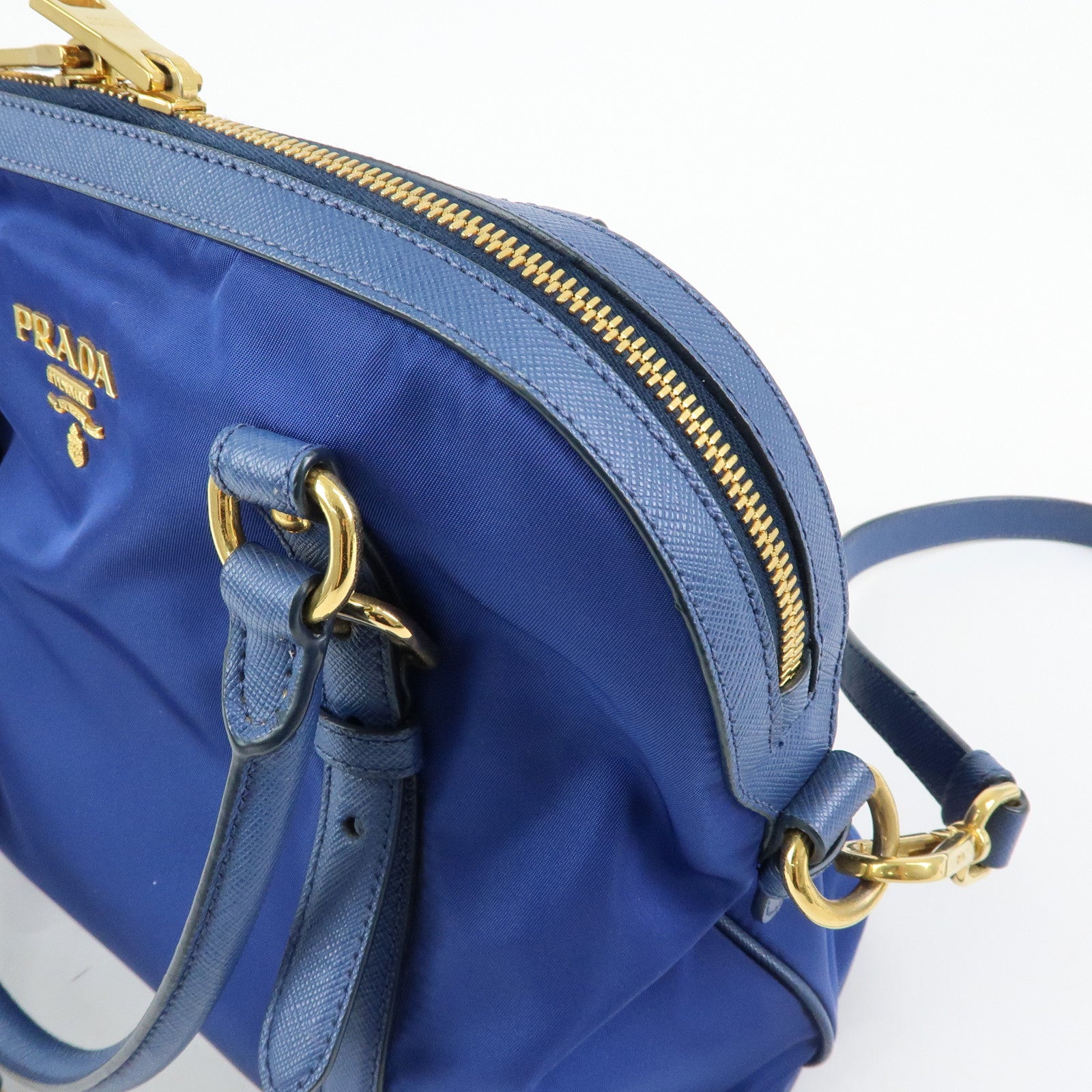 PRADA Tessuto Nylon Saffiano Leather 2Way Hand Shoulder Bag 1BB013