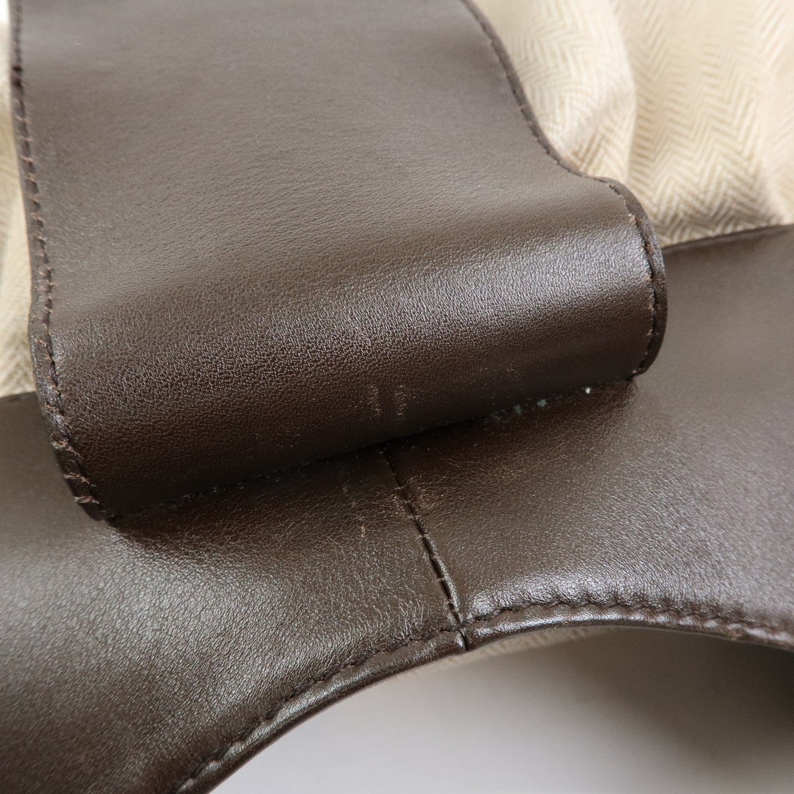 BVLGARI Chandra Canvas Leather 2Way Bag Hand Shoulder Bag Ivory Brown