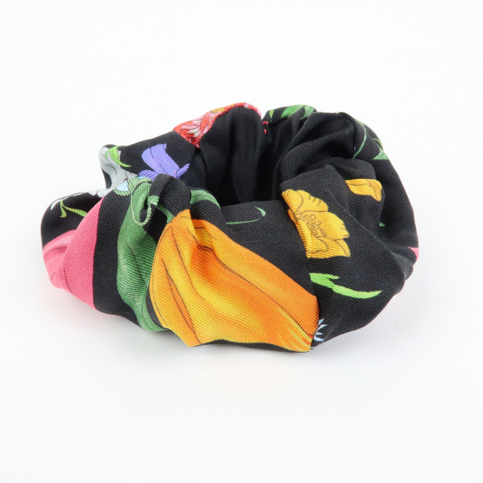 GUCCI Flora Double G Silk 100% Scrunchie Hair Accessory Black