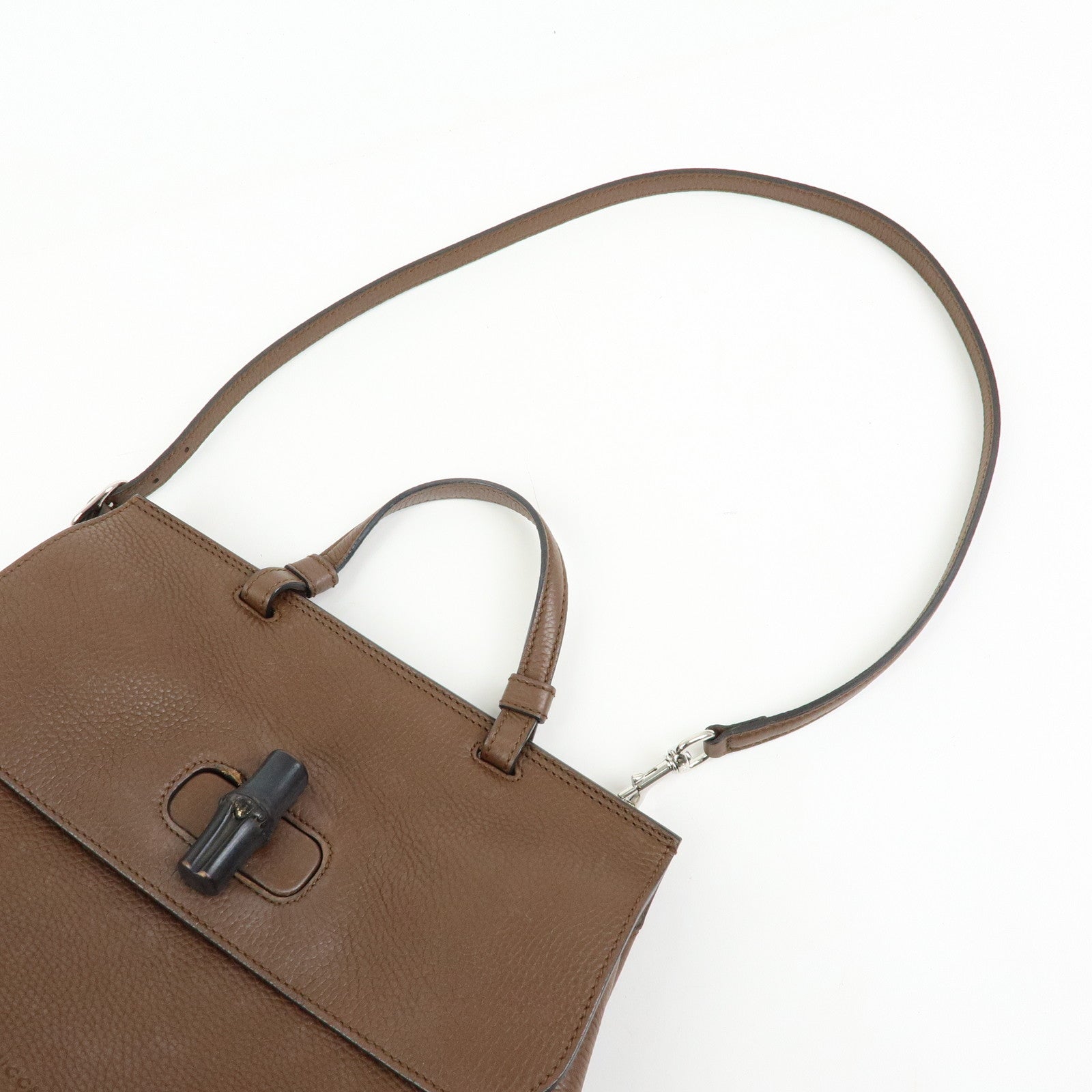 GUCCI Bamboo Daily Medium Leather 2Way Bag Limited Edition Brown 392013