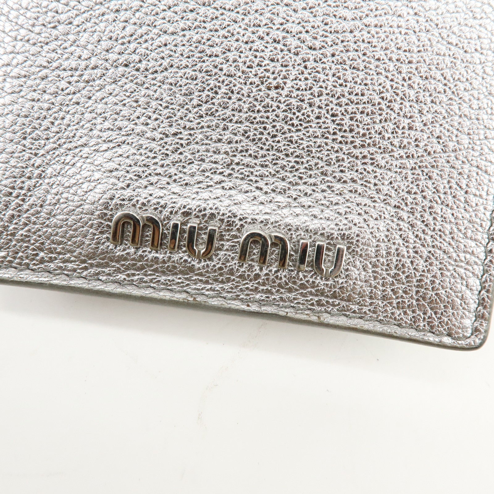 MIU MIU Madras Leather Studs Shoulder Bag Crossbody Phone Pouch Silver
