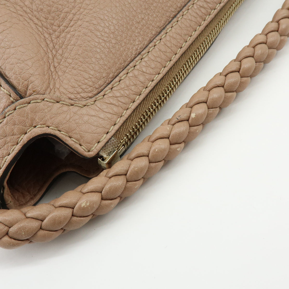 GUCCI Bamboo Leather Shoulder Bag Tassel Charm Pink Beige 269949