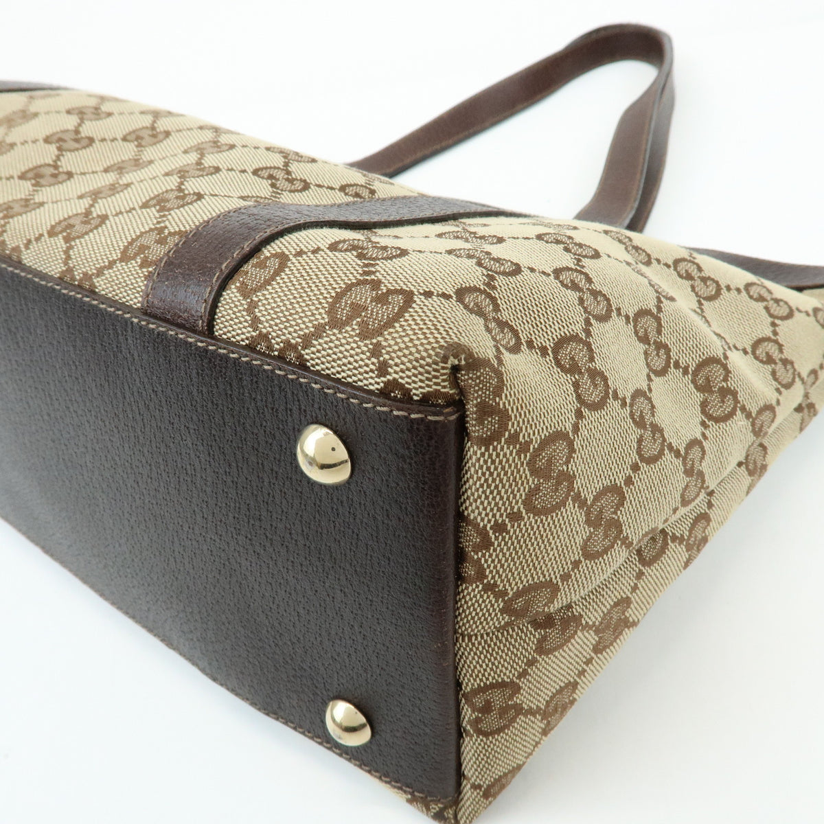 GUCCI Abbey GG Canvas Leather Tote Bag Hand Bag Beige Brown 141470