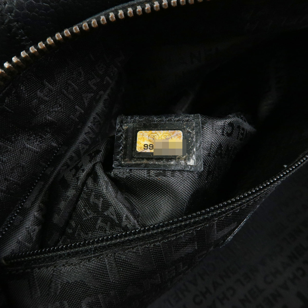 CHANEL Chocolate Bar Caviarskin Mini Boston Shoulder Bag Black A26134