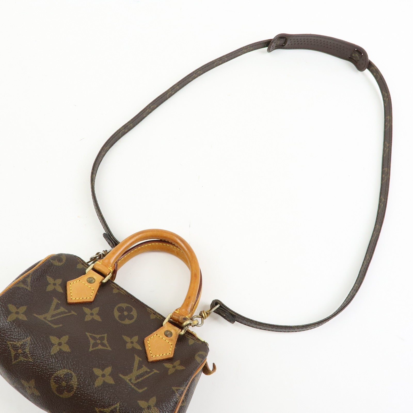 Louis Vuitton Monogram Mini Speedy Shoulder Hand Bag Brown M41534