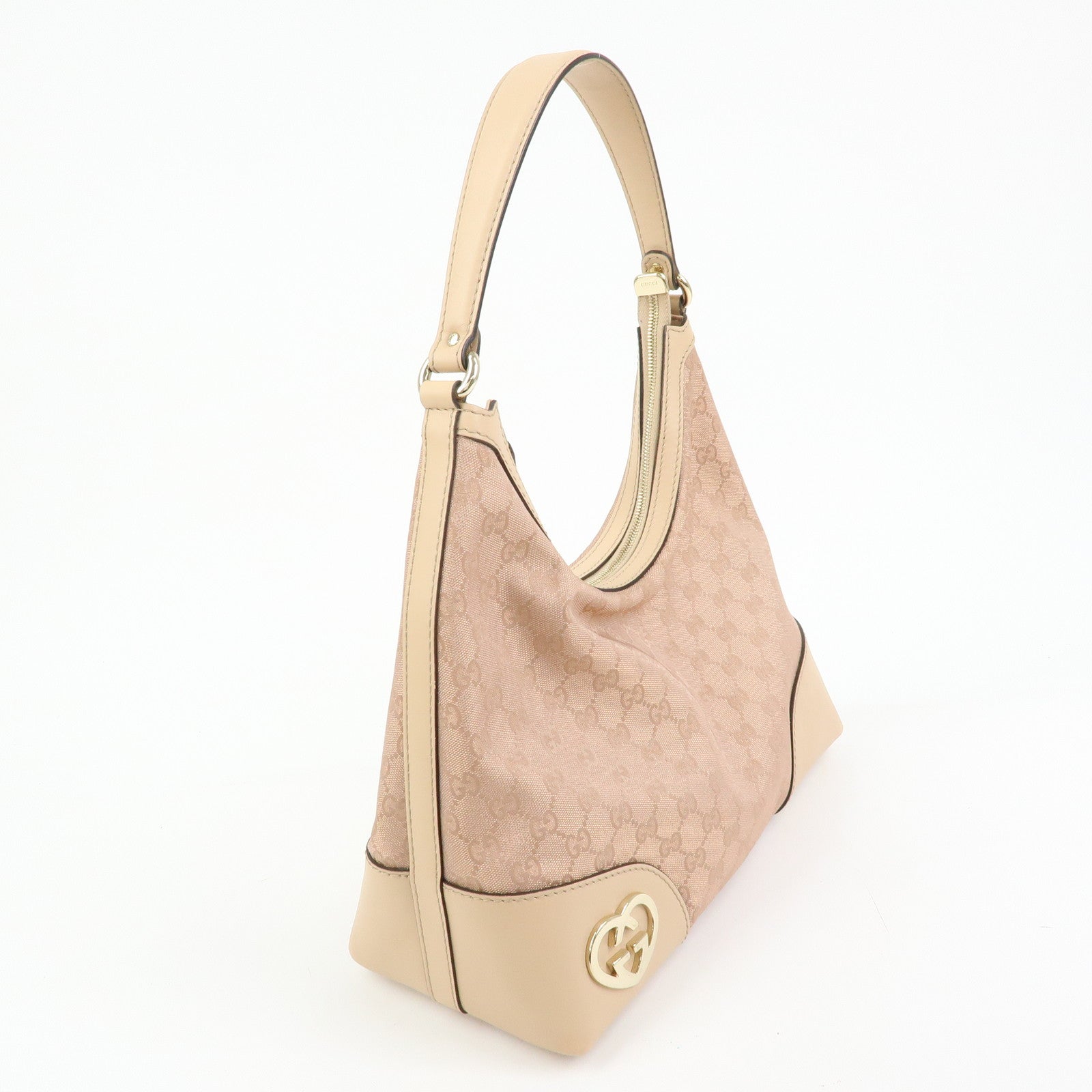 GUCCI Lovely Heart GG Canvas Leather Shoulder Hand Bag Pink 257070
