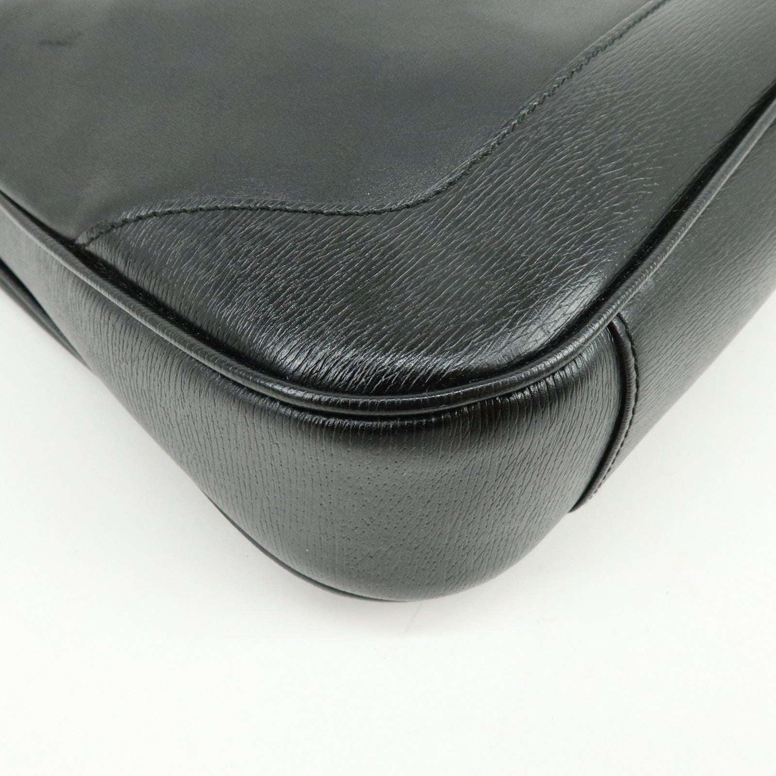 GUCCI Bamboo Leather 2Way Bag Shoulder Bag Hand Bag Black 002058