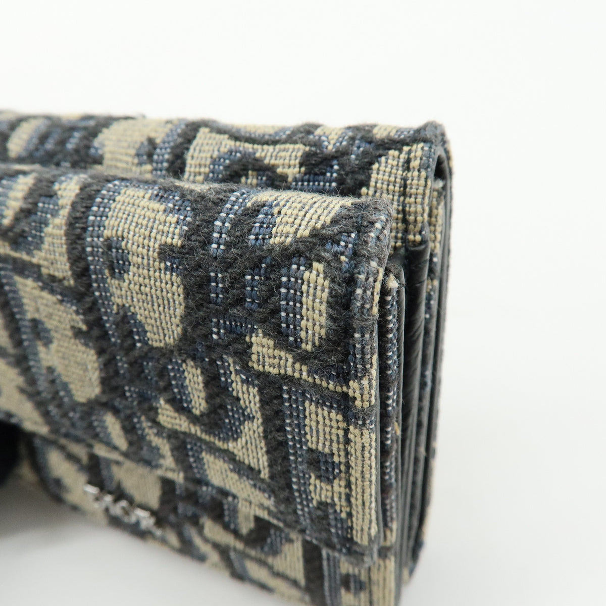 Christian Dior Oblique Jacquard Canvas Leather Tri-fold Compact Wallet
