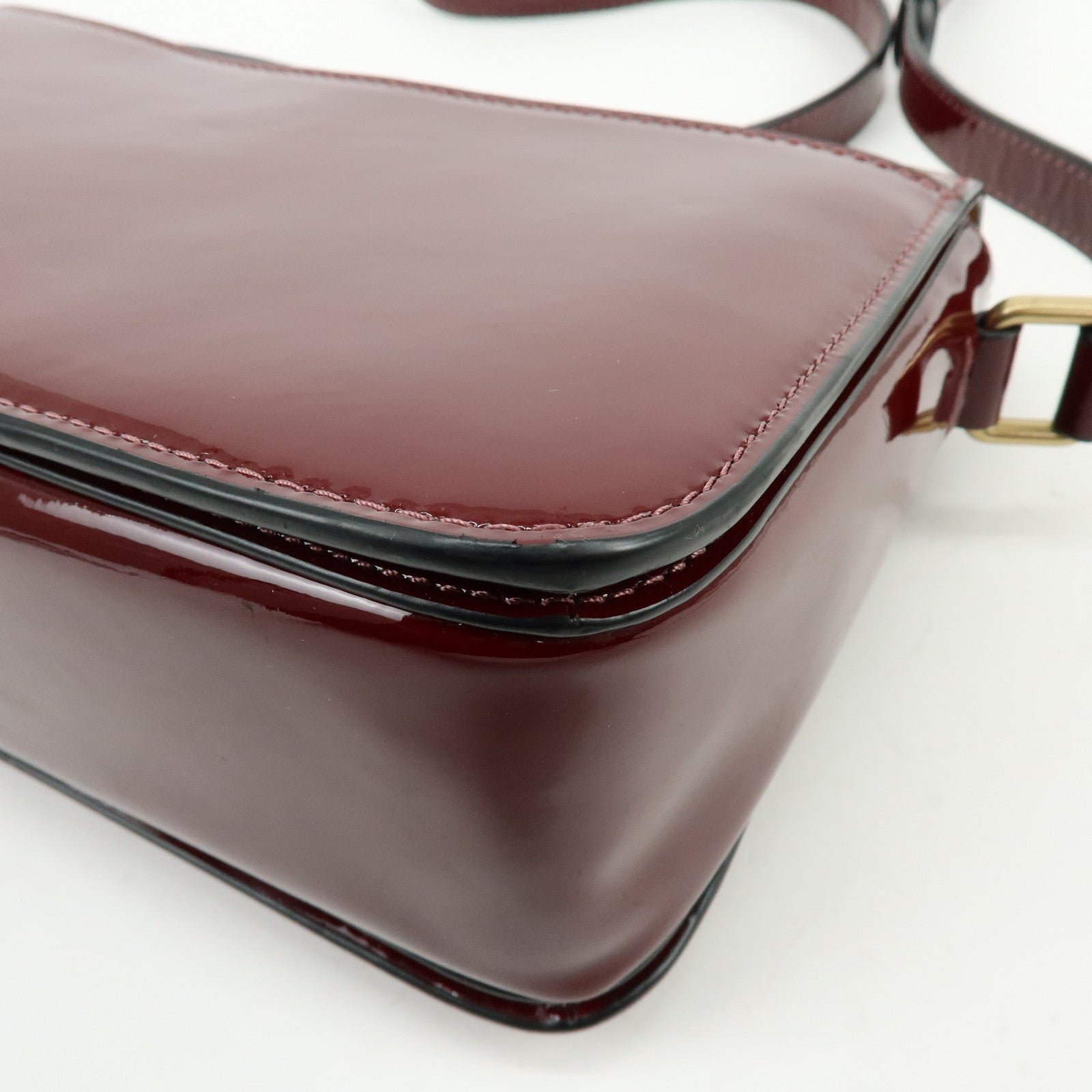 COACH Studio Signature C Patent Leather Shoulder Bag Bordeaux