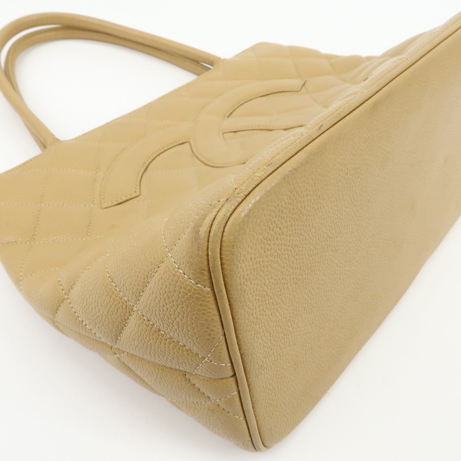 CHANEL Medallion Matelasse COCO Mark Tote Bag Hand Bag Beige A01804