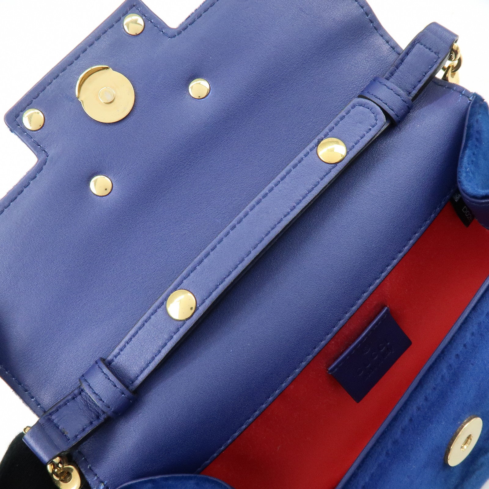 GUCCI Broadway Velvet Shoulder Bag Crossbody Bag Bijou Logo Navy 544242